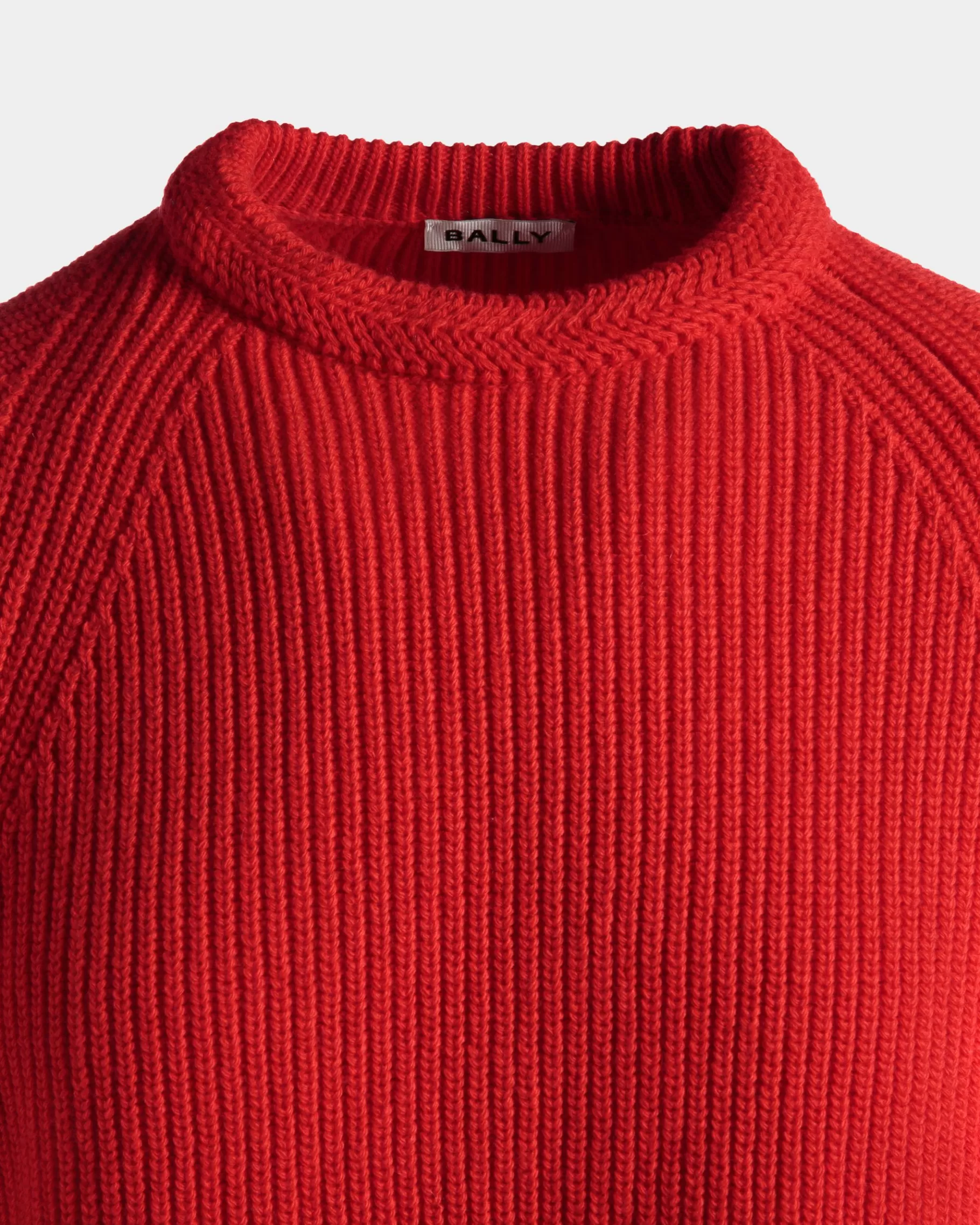 Knitwear<Bally Crewneck Sweater With Crest Logo In Candy Wool Red