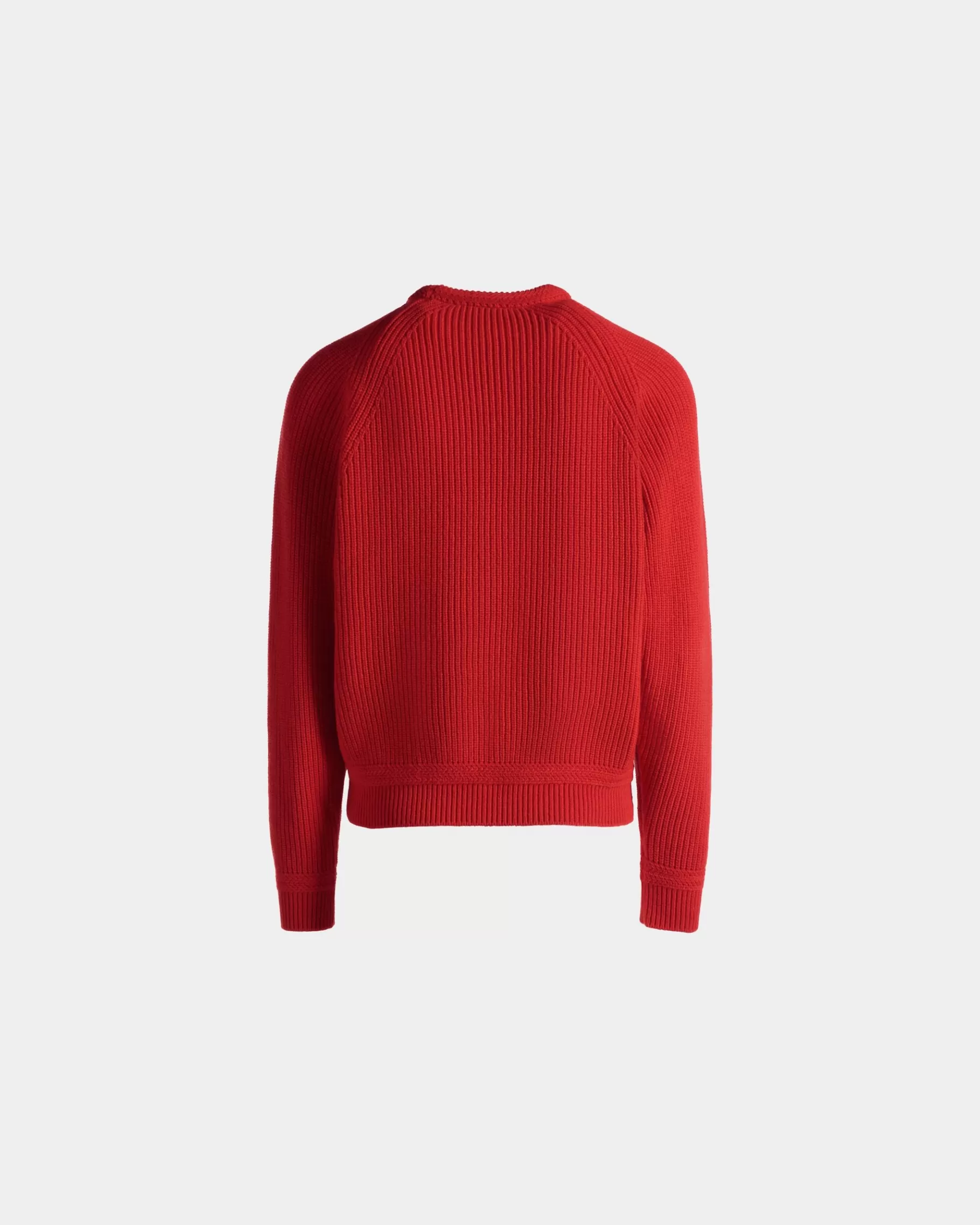Knitwear<Bally Crewneck Sweater With Crest Logo In Candy Wool Red