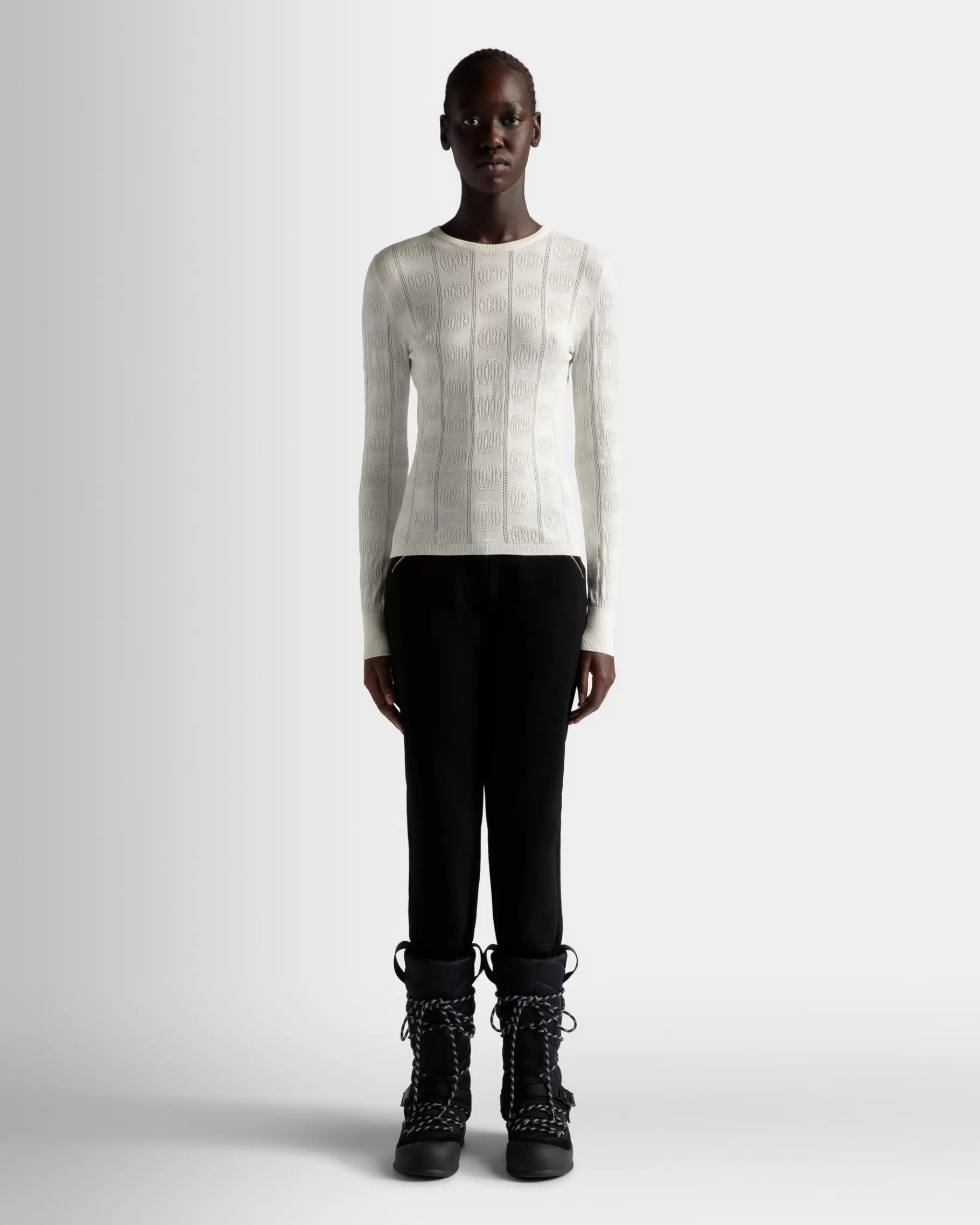 Knitwear<Bally Crewneck Top In A Silk Blend Beige