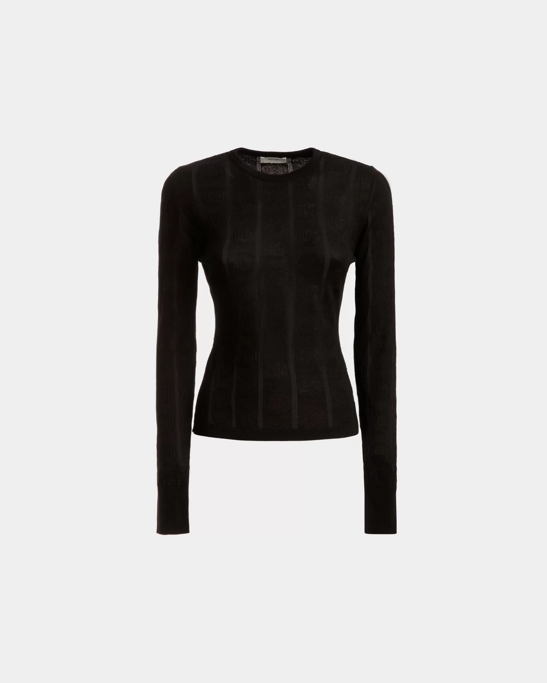 Knitwear<Bally Crewneck Top In Cotton And Silk Black