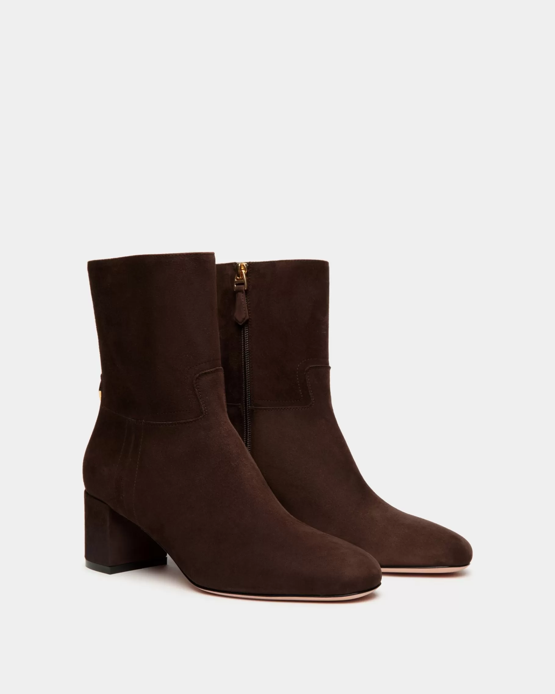 Boots & Ankle Boots<Bally Daily Emblem Bootie in Ebano Suede Brown