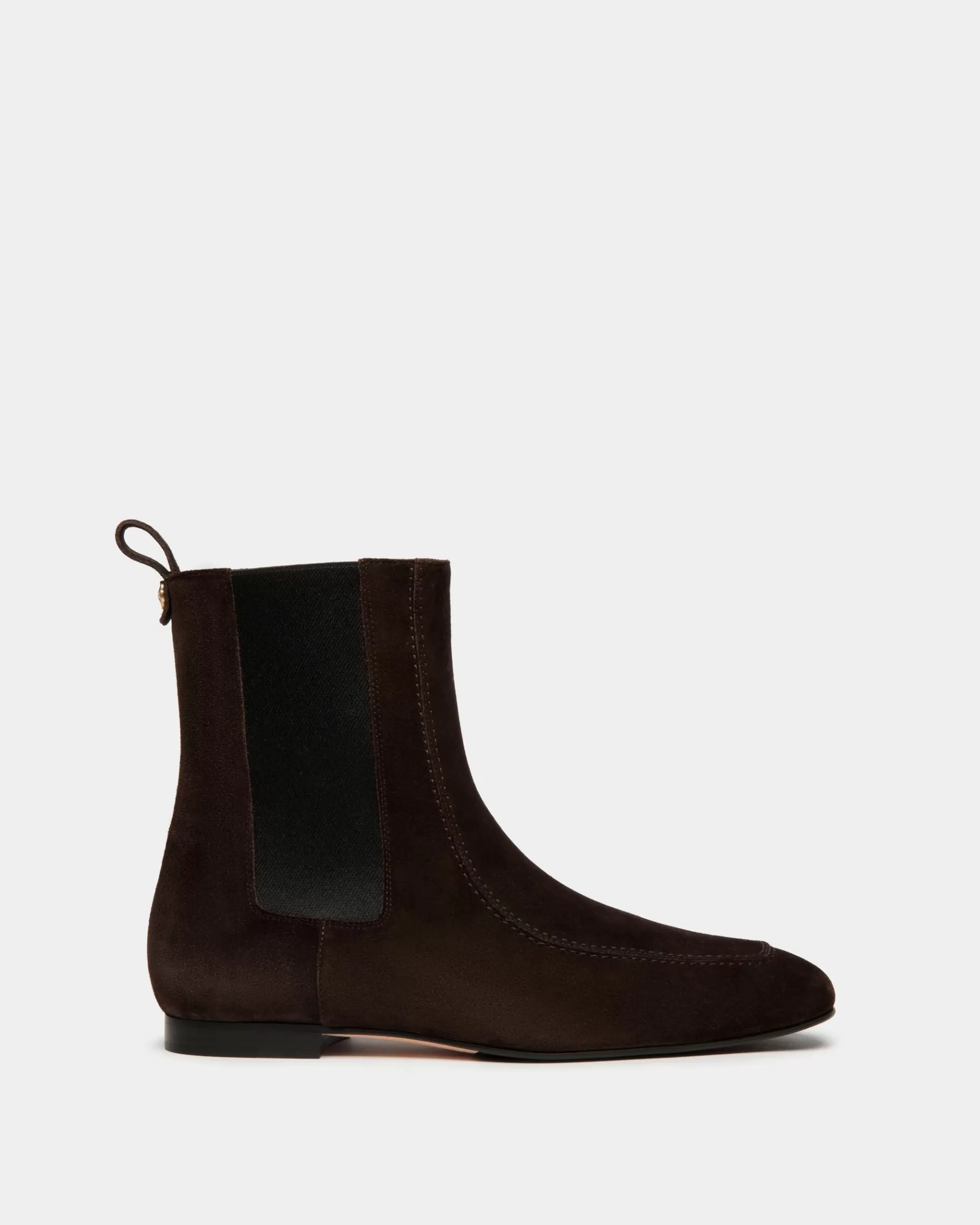 Boots & Ankle Boots<Bally Daily Emblem Bootie In Ebano Suede Leather Brown