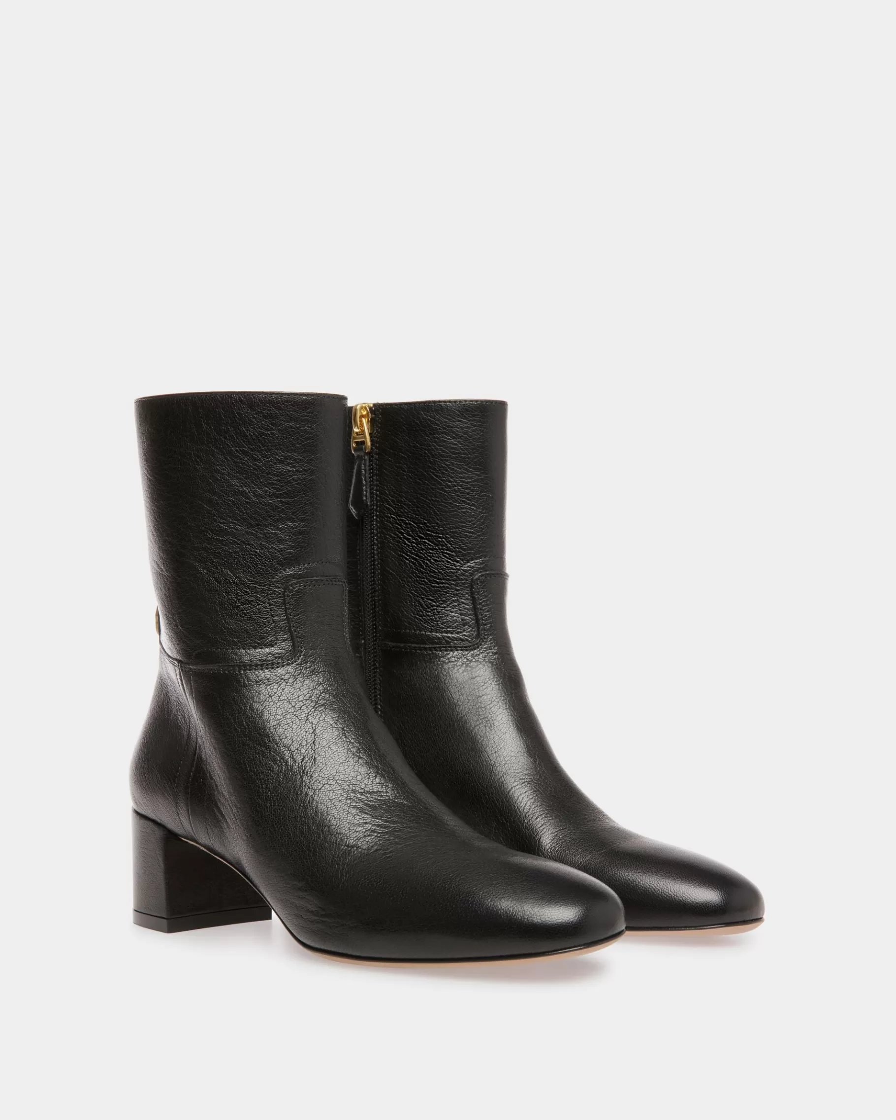 Boots & Ankle Boots<Bally Daily Emblem Booties In Leather Black