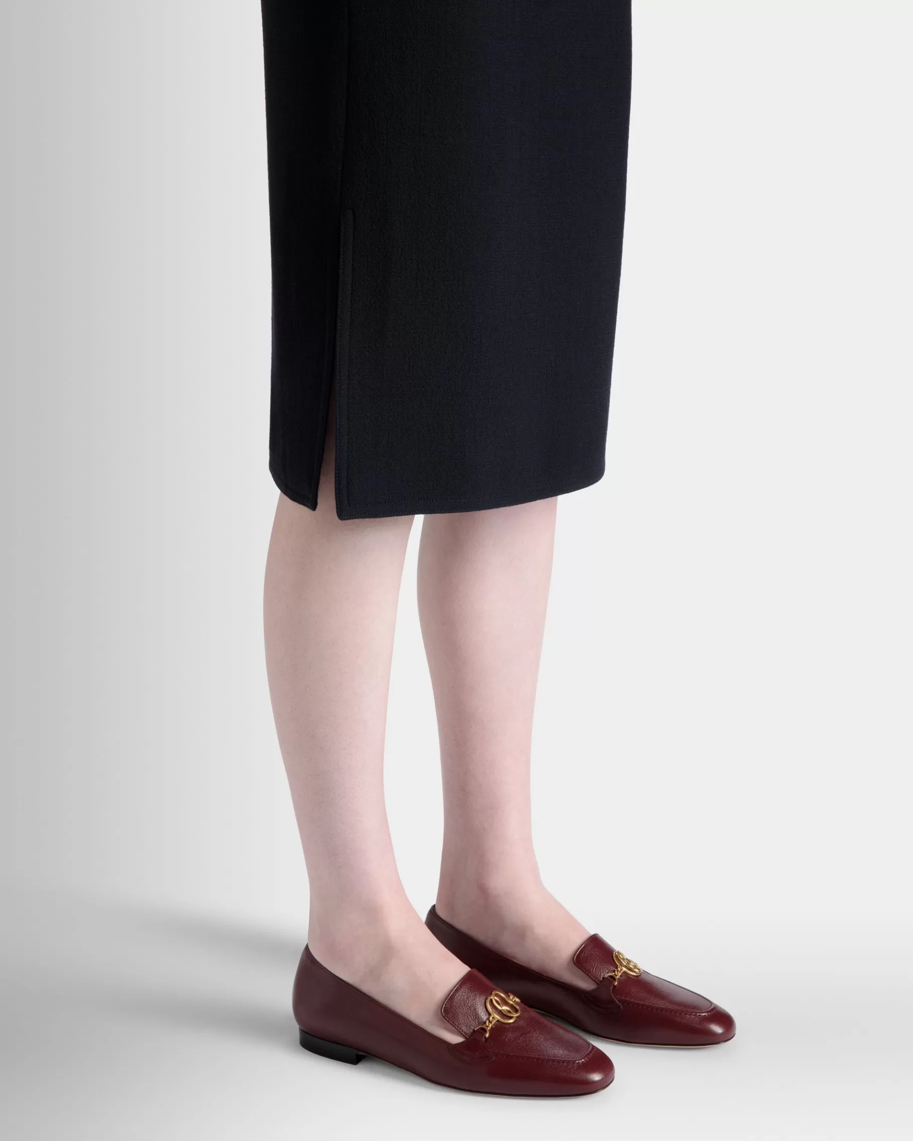 Flats & Moccasins<Bally Daily Emblem Loafer In Andorra Leather Burgundy