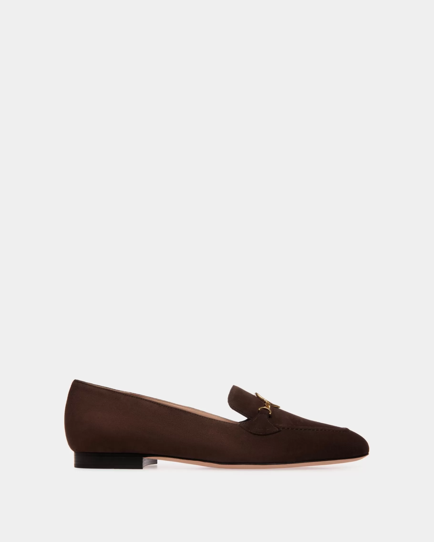 Flats & Moccasins<Bally Daily Emblem Loafer in Ebano Suede Brown