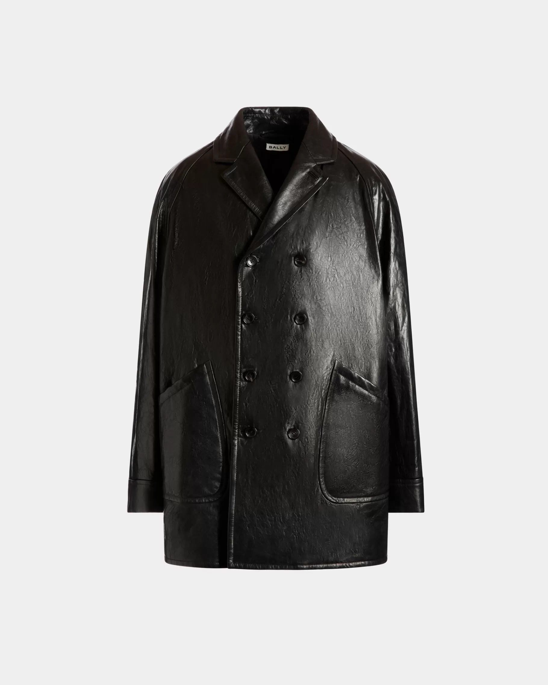 Leather | Coats & Jackets<Bally Double-breasted Coat In Leather Black