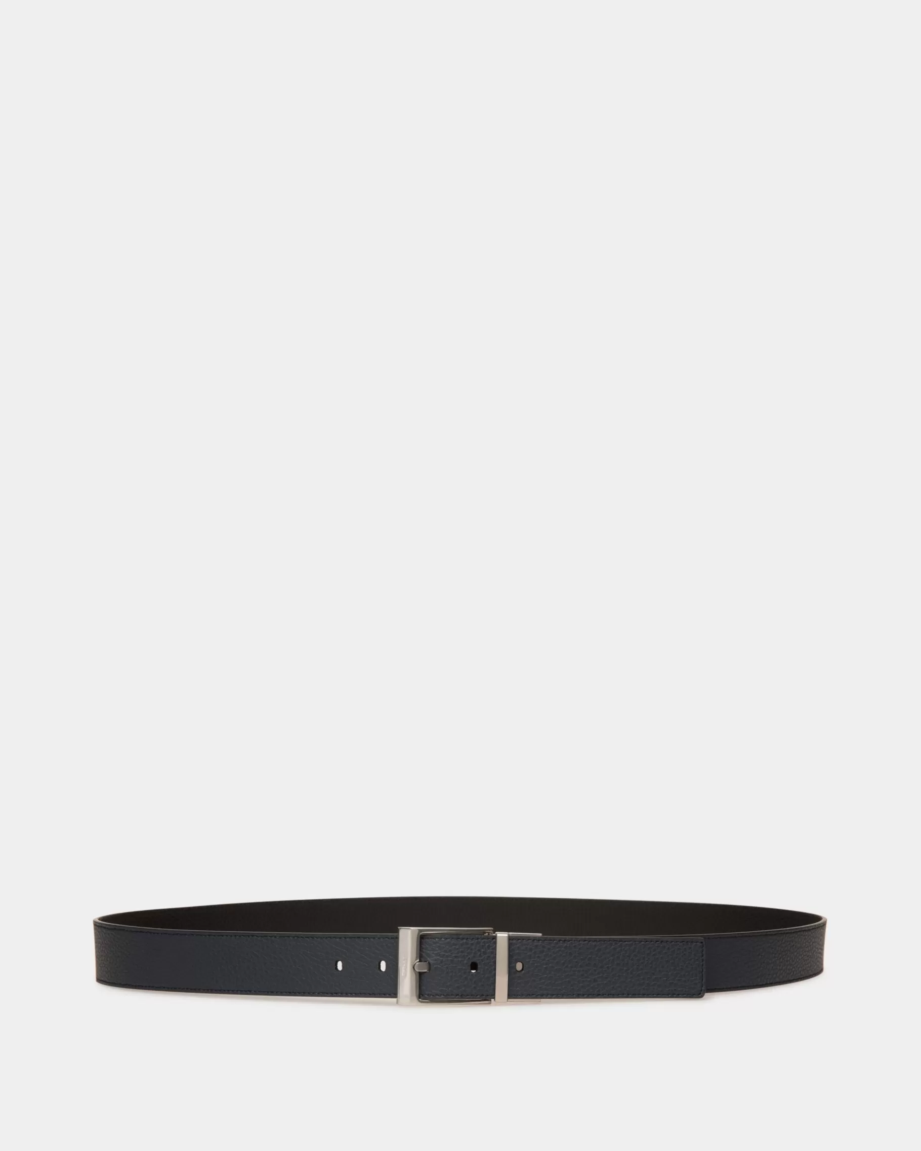 Belts<Bally Dress Belt In Midnight And Black Leather Blue