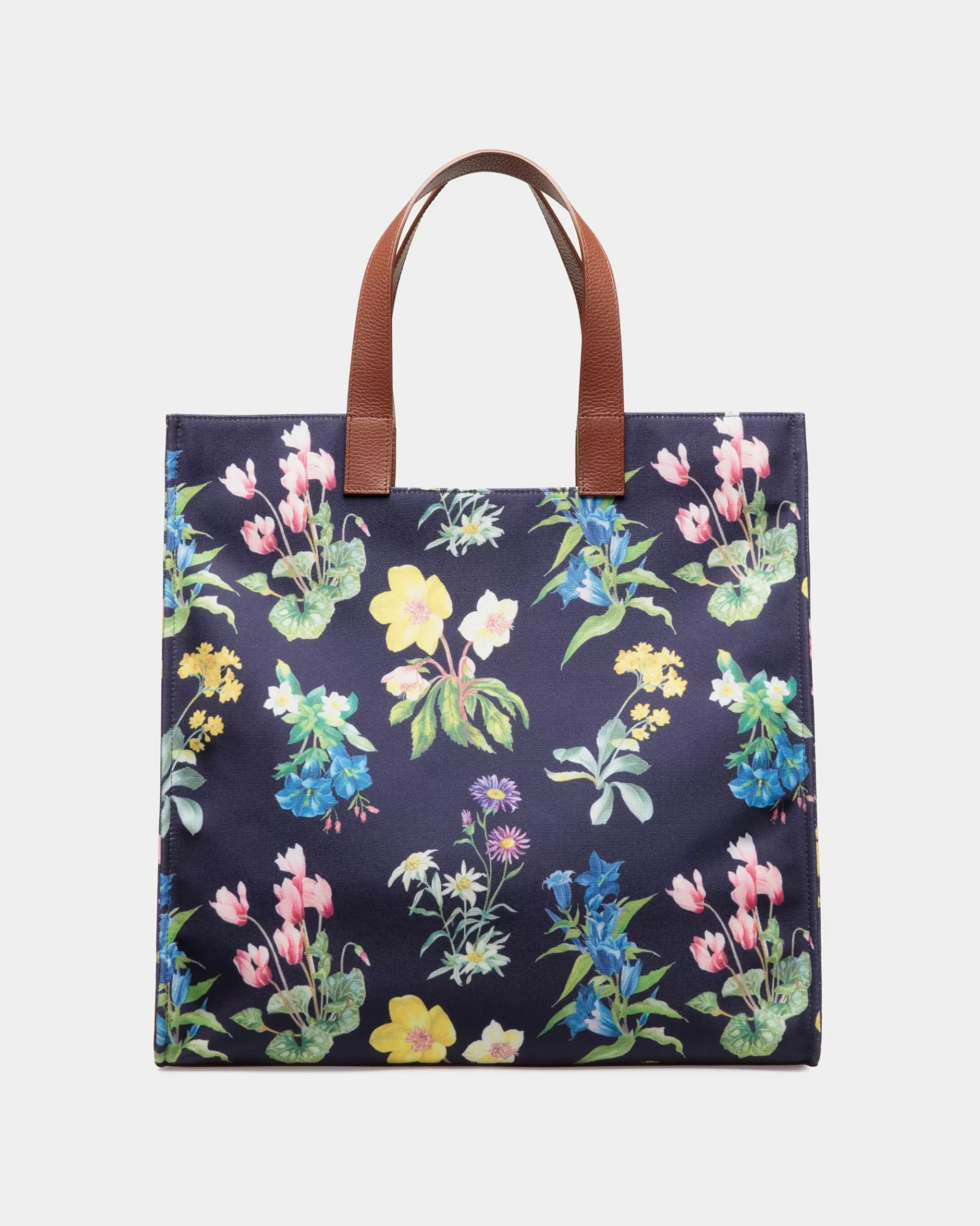 Tote Bags<Bally Easy Tote Bag In Mountain Flower Print Canvas And Leather Blue