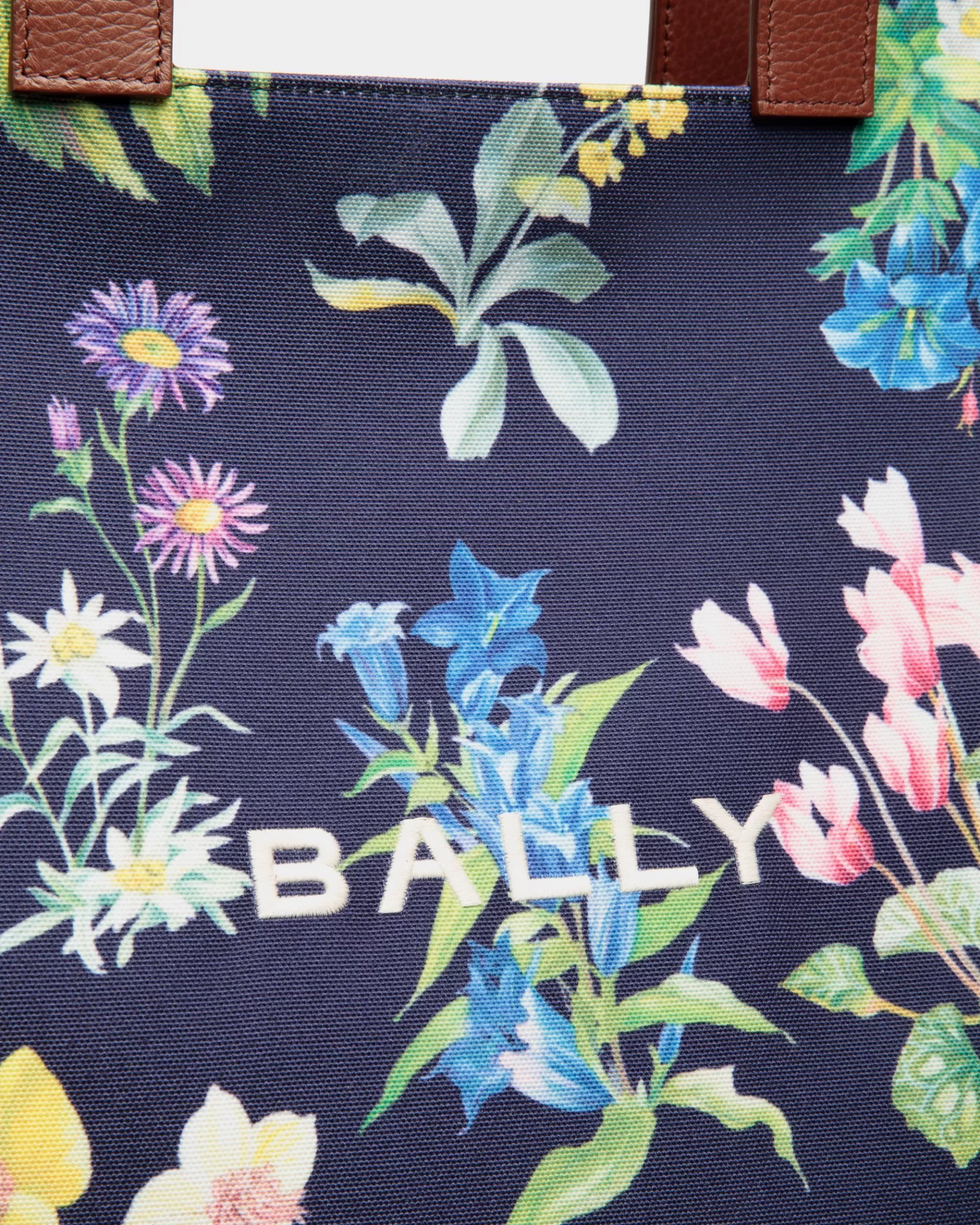 Tote Bags<Bally Easy Tote Bag In Mountain Flower Print Canvas And Leather Blue