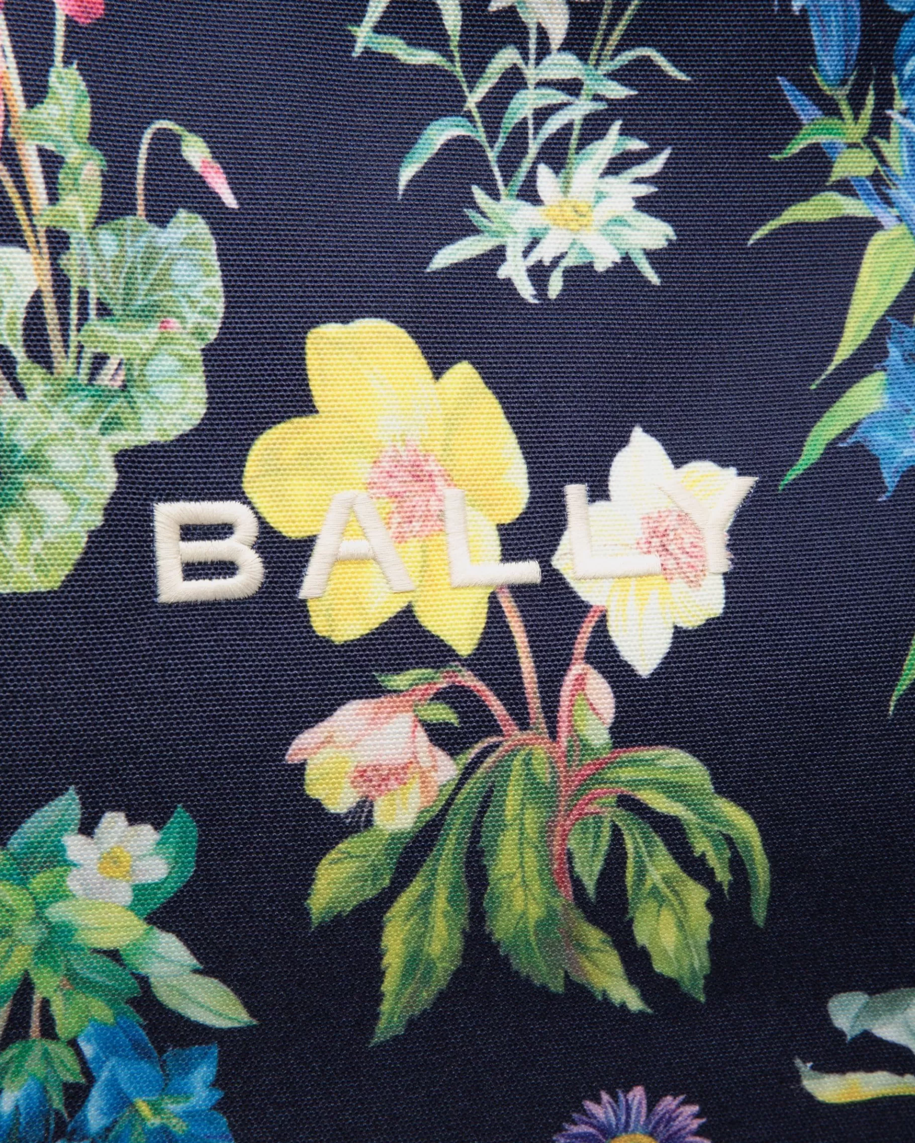 Tote Bags<Bally Easy Tote Bag In Mountain Flower Print Canvas And Leather Blue