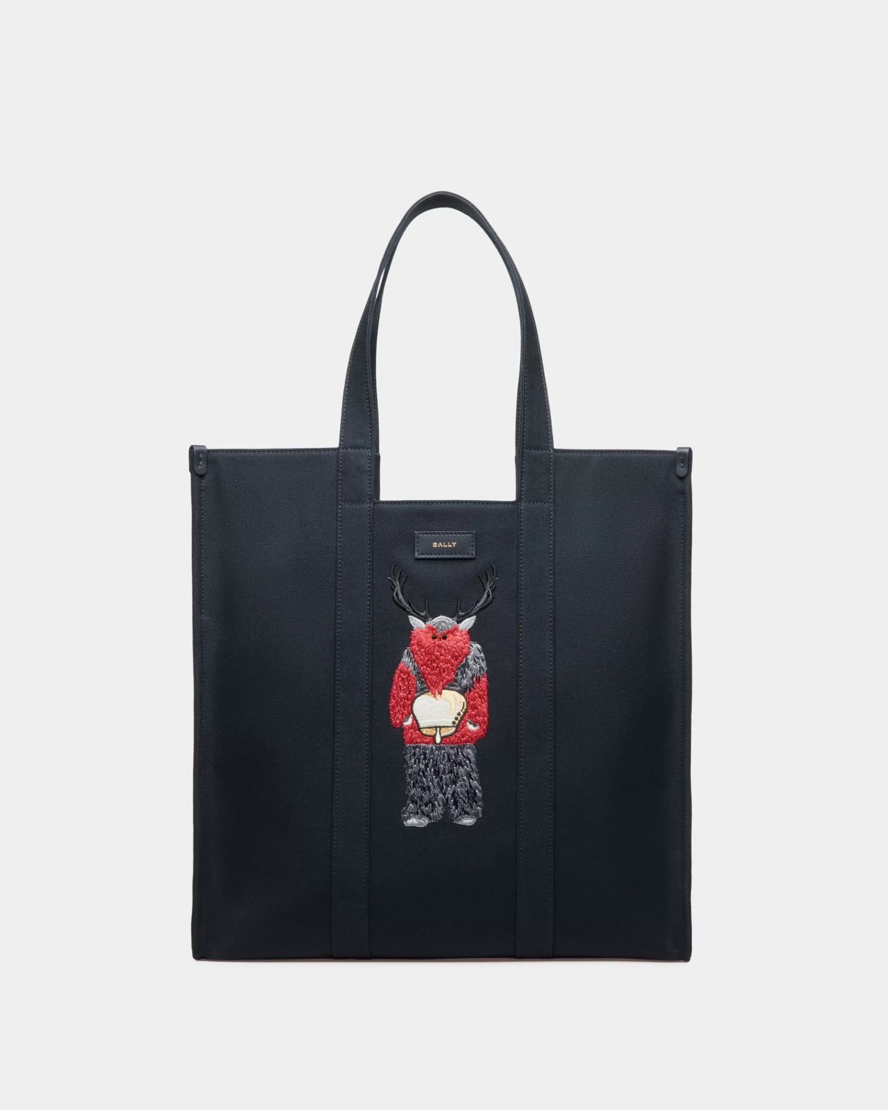 Tote Bags | Tote Bags<Bally Easy Tote In Navy Cotton Canvas Blue