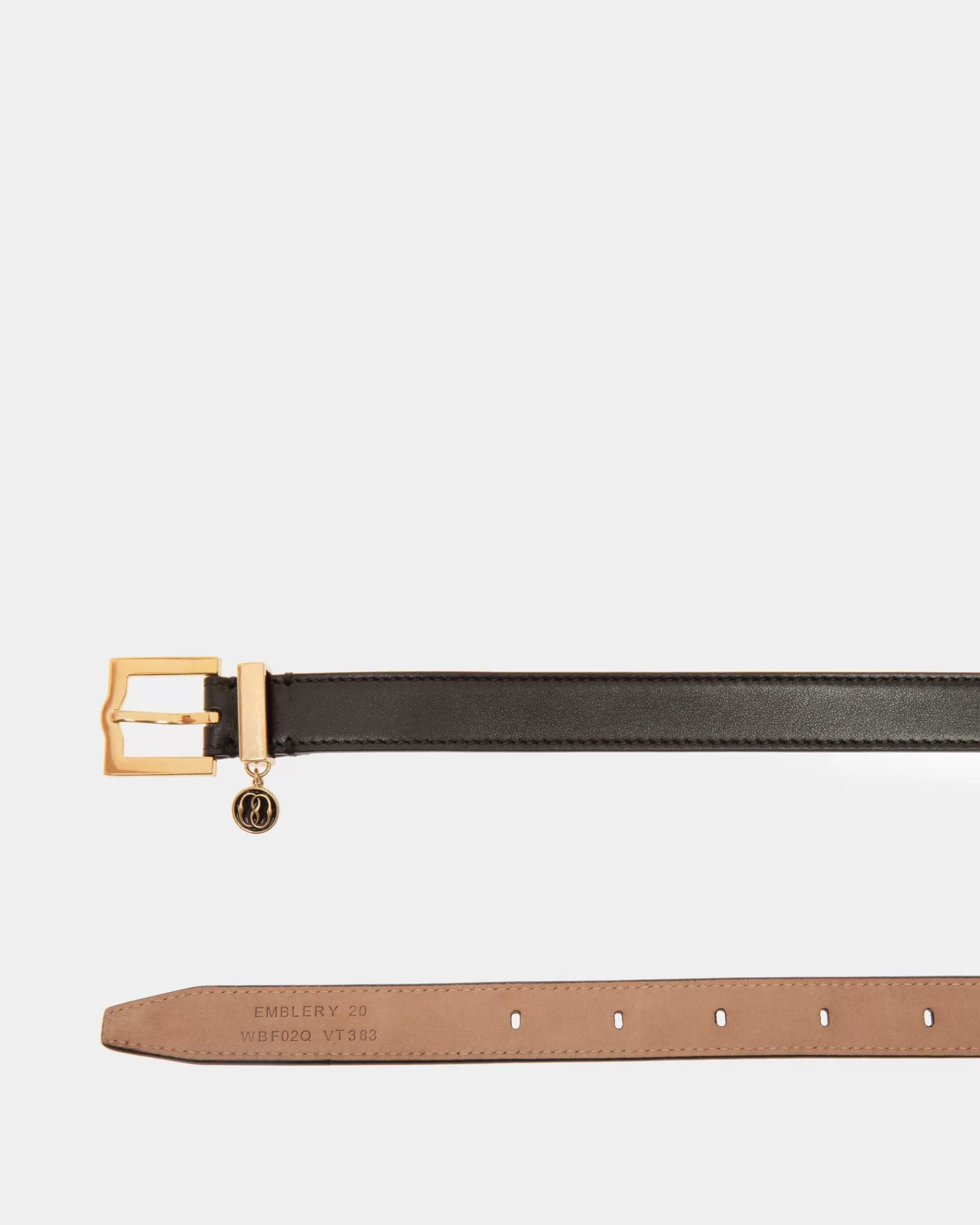 Belts<Bally Emblem 20 Mm Belt In Leather Black