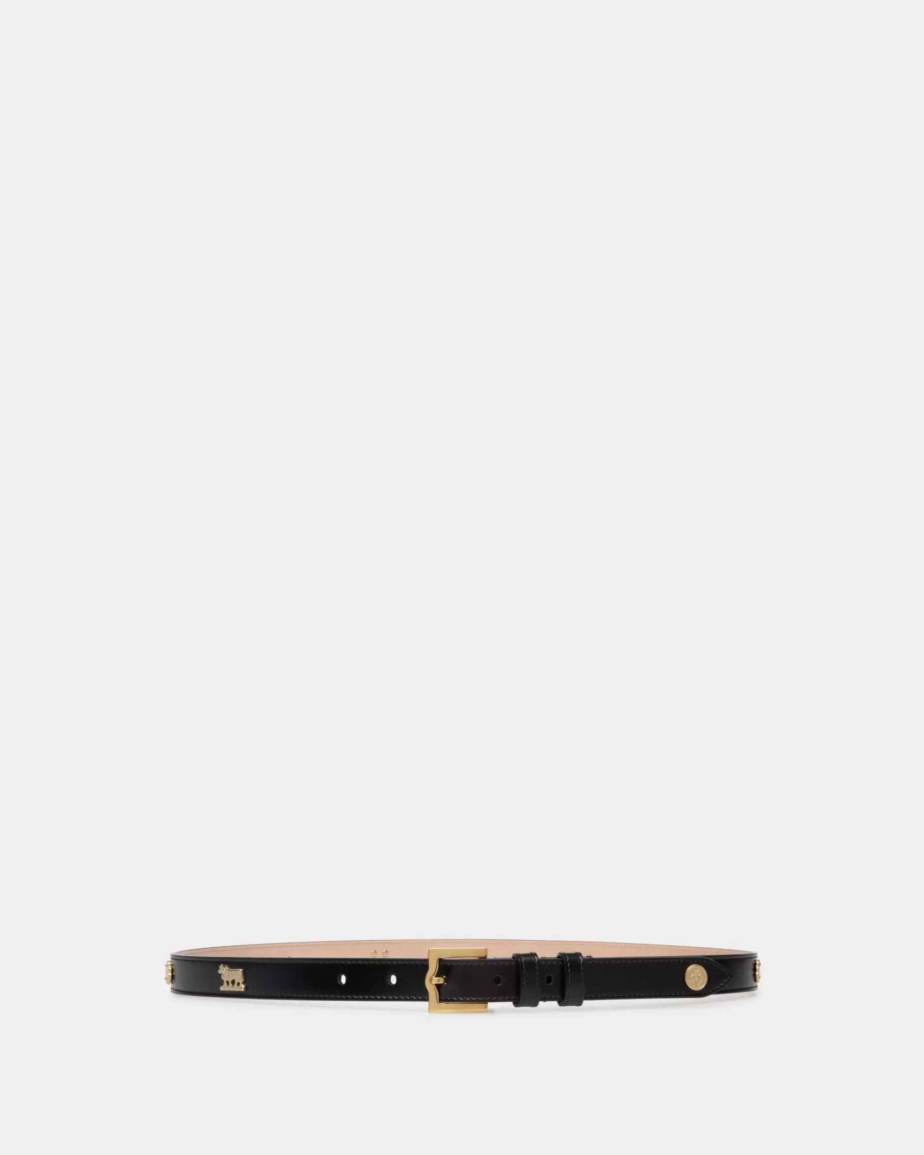 Belts<Bally Emblem 85 cm Belt in Brushed Leather Black