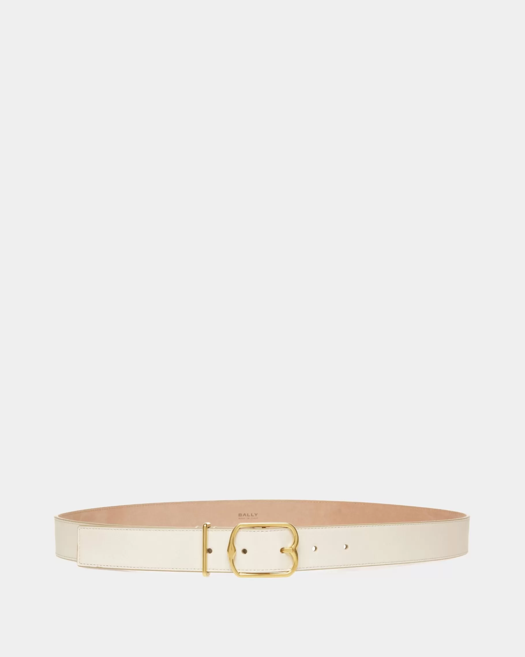 Belts<Bally Emblem Belt In Bone Leather White