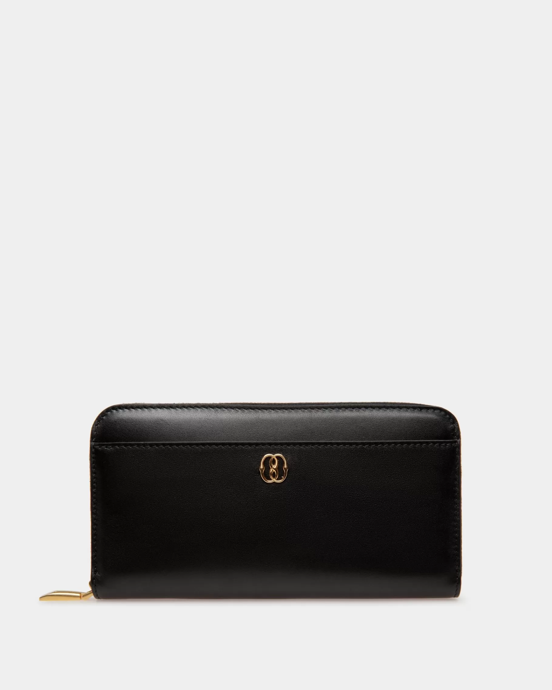 Wallets & Card Holders<Bally Emblem Long Wallet in Leather Black
