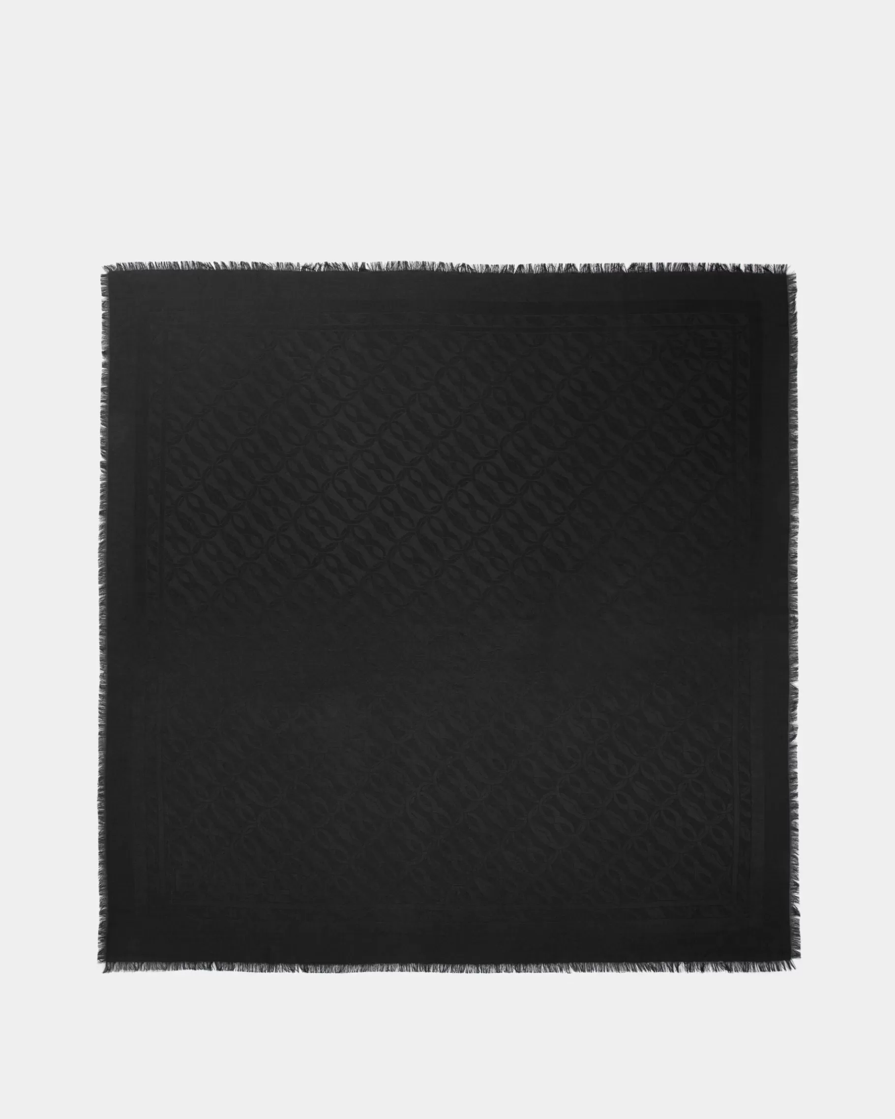 Scarves<Bally Emblem Print Square Scarf In Silk Black