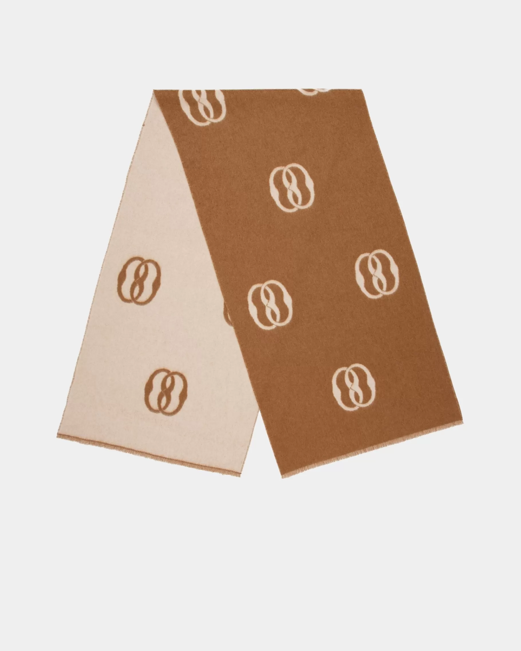Scarves<Bally Emblem Scarf In Desert And Dusty Petal Fabric Brown