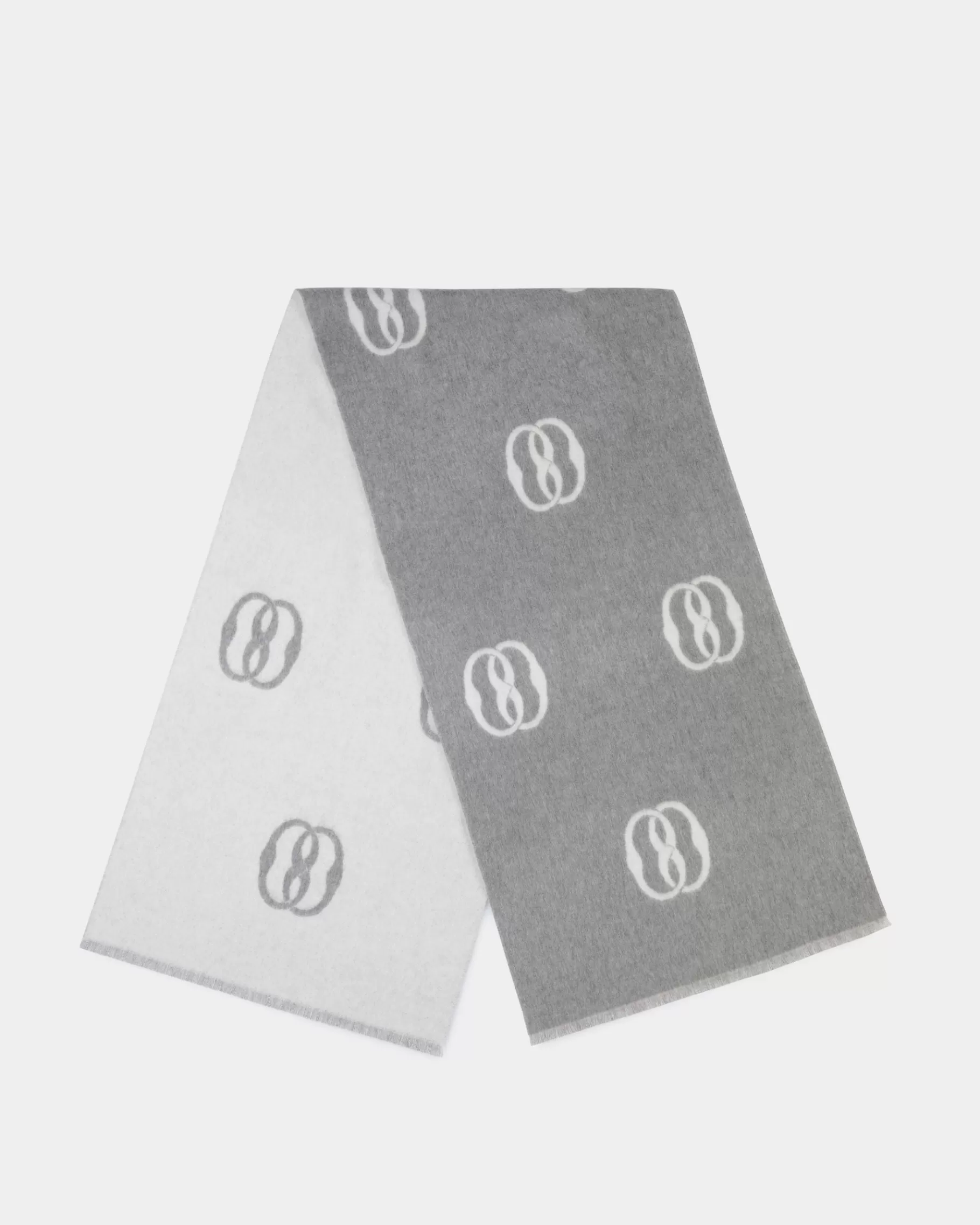Scarves<Bally Emblem Scarf In And White Wool Grey