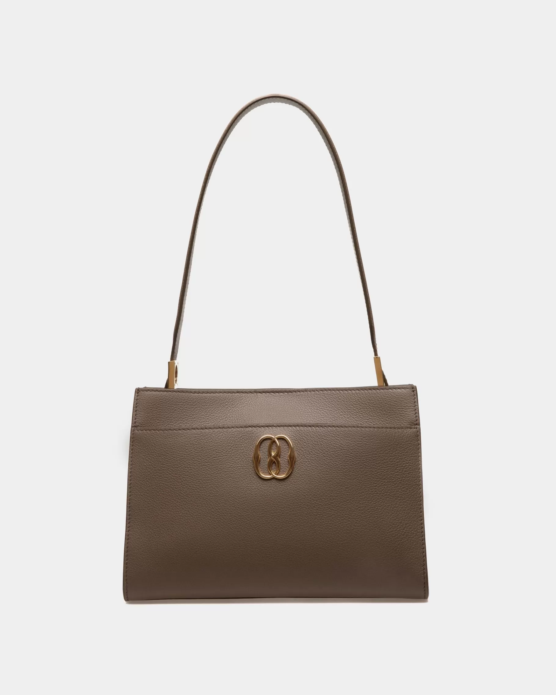 Shoulder Bags<Bally Emblem Shoulder Bag in Grained Leather Beige