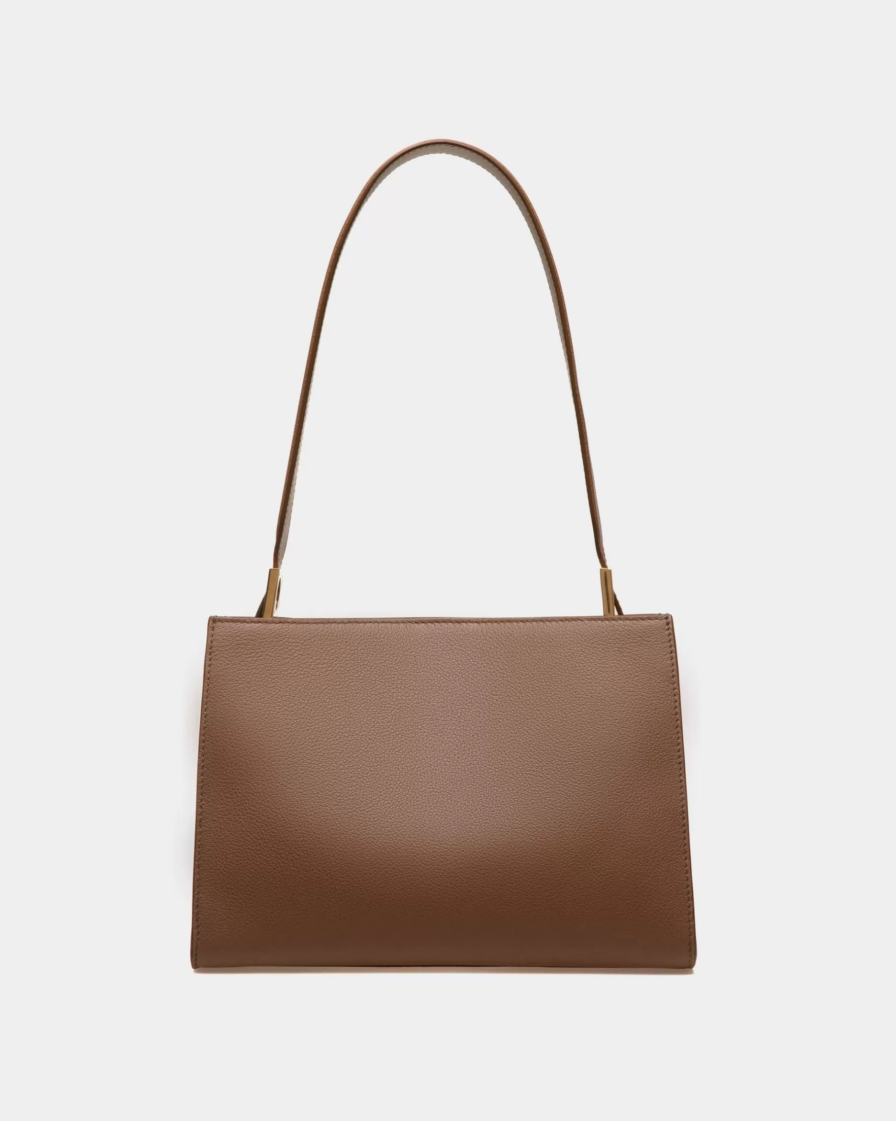 Shoulder Bags<Bally Emblem Shoulder Bag in Grained Leather Brown