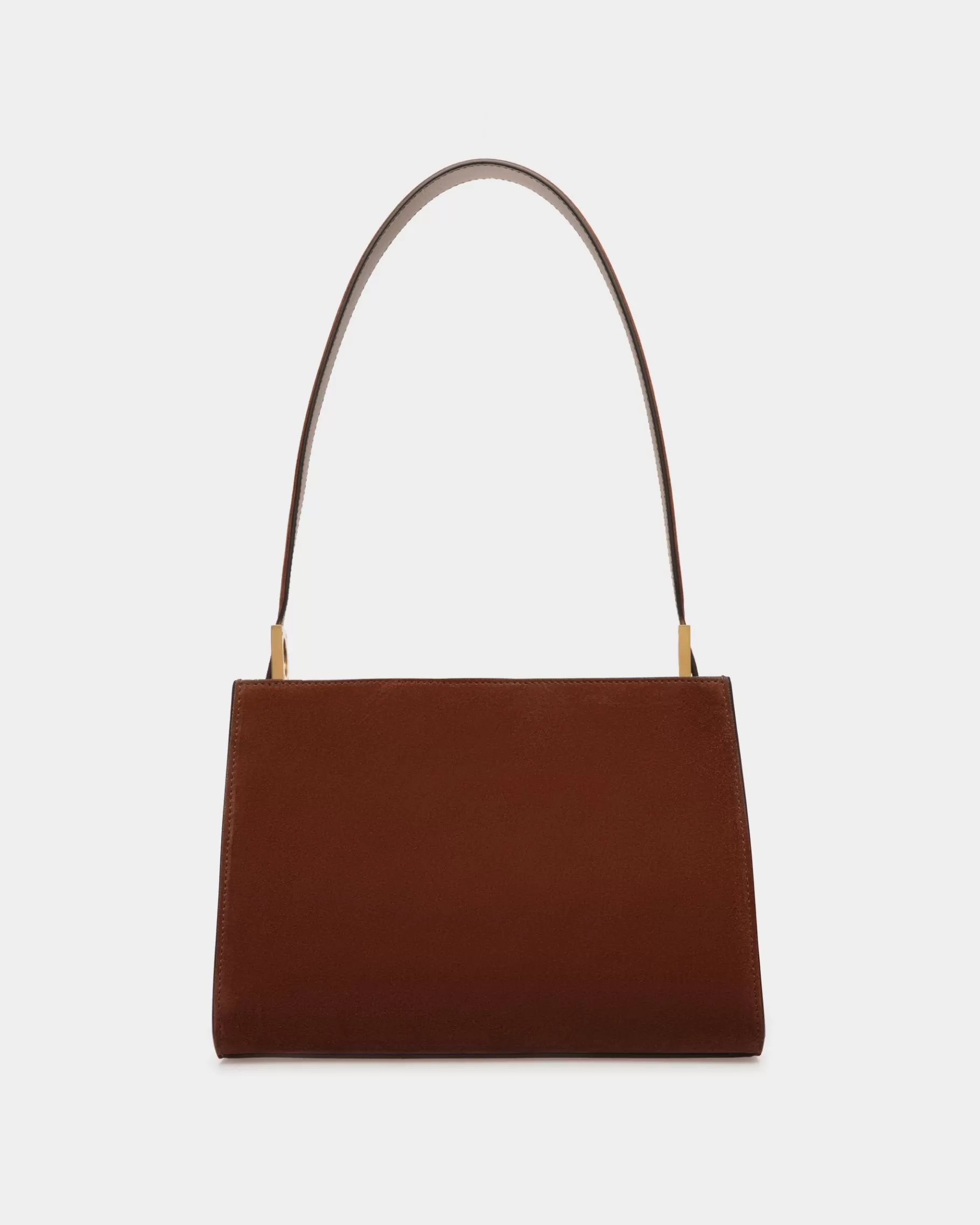 Shoulder Bags<Bally Emblem Shoulder Bag in Suede Brown