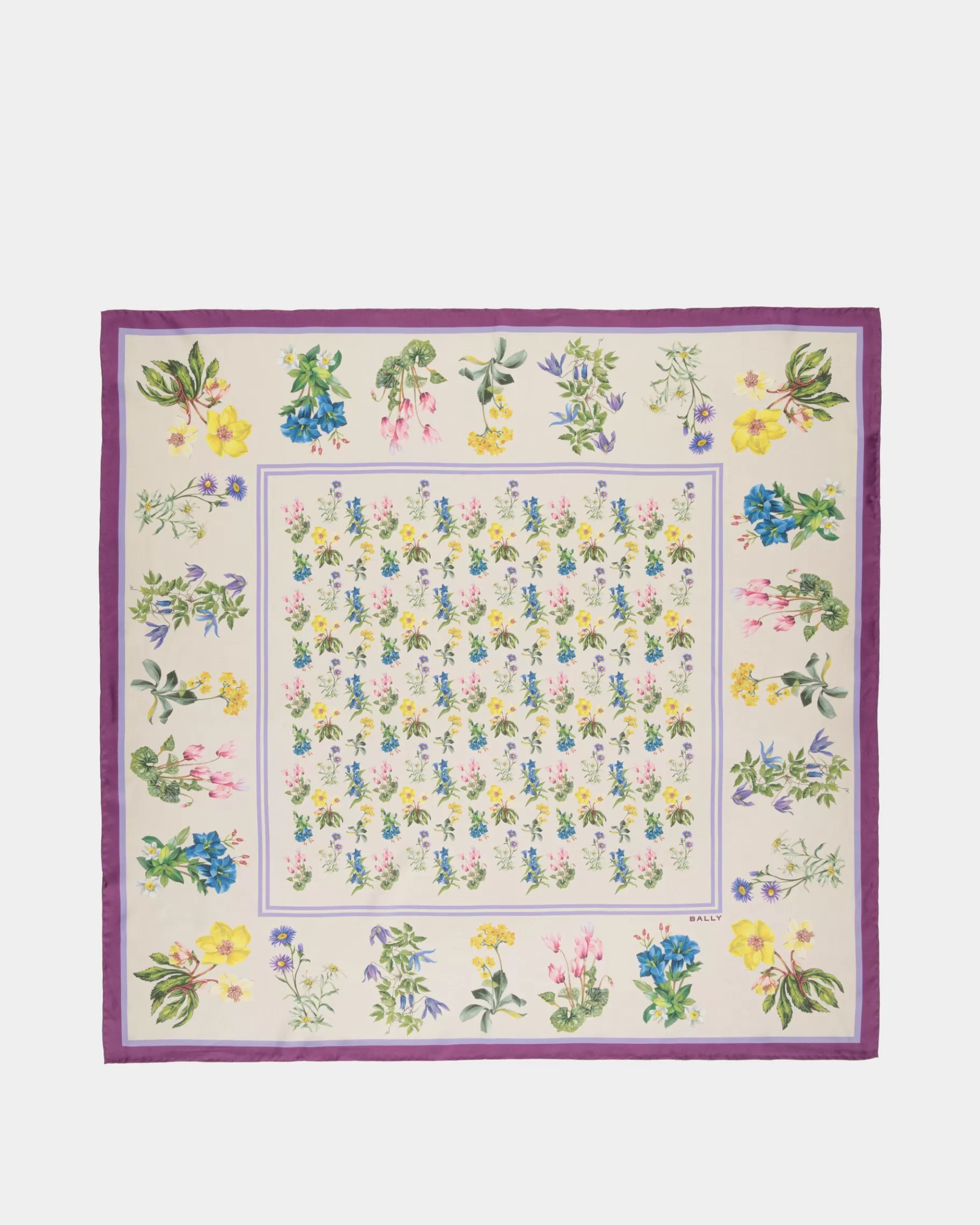 Scarves<Bally Foulard In Mountain Flower Print Silk White