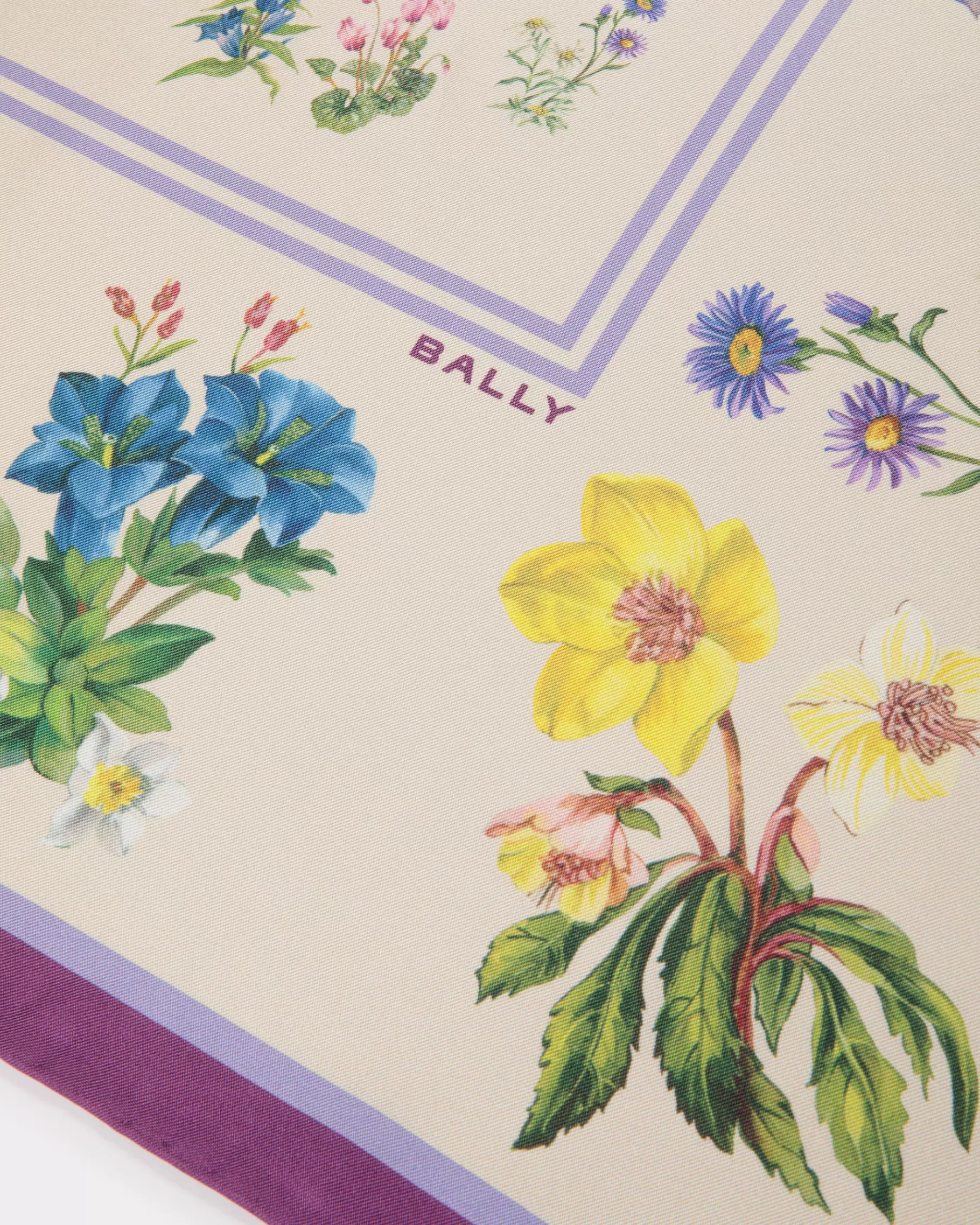 Scarves<Bally Foulard In Mountain Flower Print Silk White