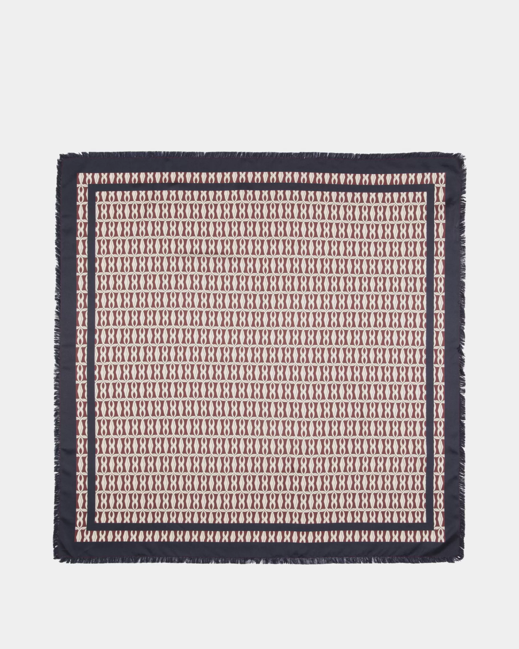 Scarves<Bally Foulard With Emblem Print In Navy Silk Blue