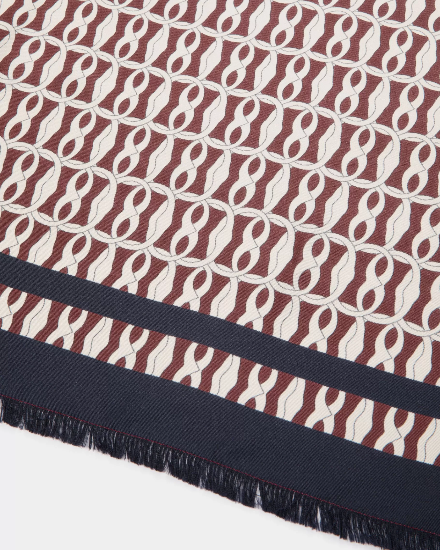 Scarves<Bally Foulard With Emblem Print In Navy Silk Blue