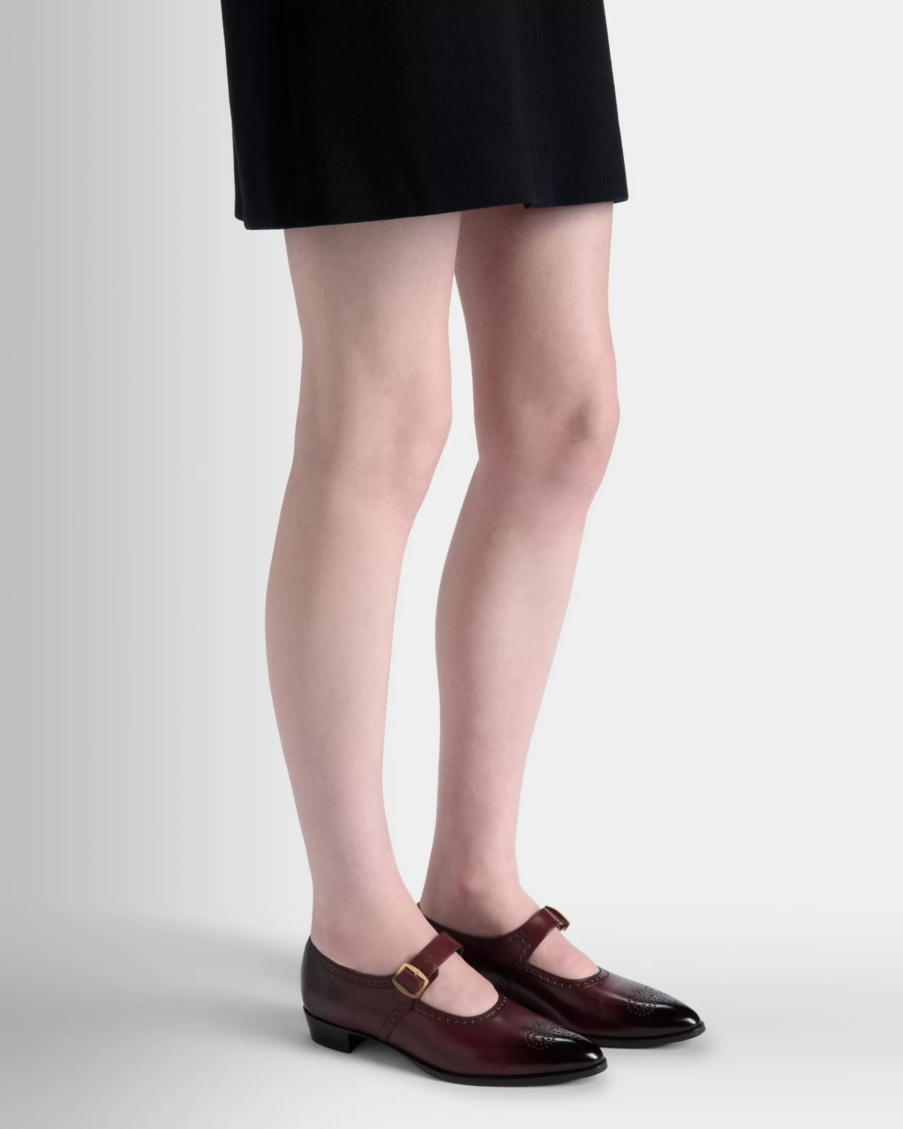 Flats & Moccasins<Bally Glendale Mary-Jane In Andorra Leather Burgundy