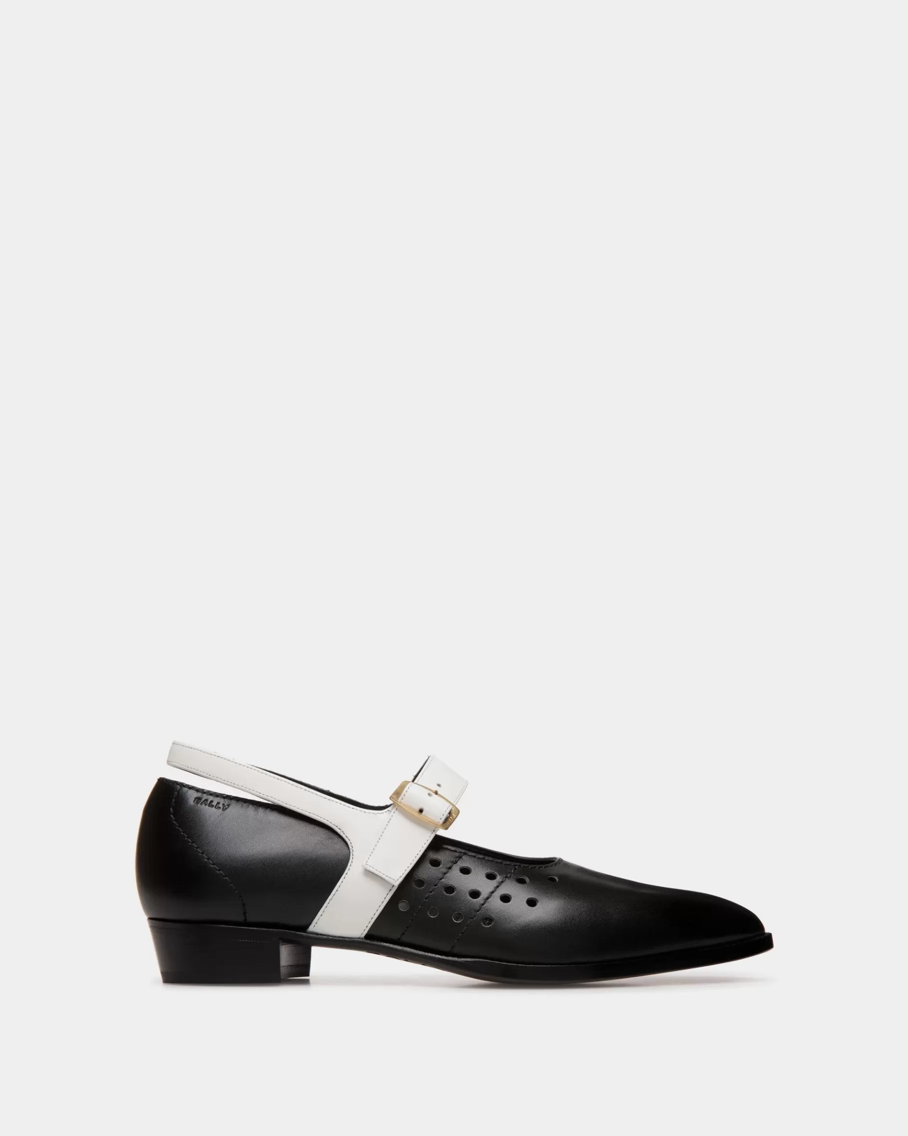 Flats & Moccasins<Bally Glendale Mary-Jane In and White Leather Black