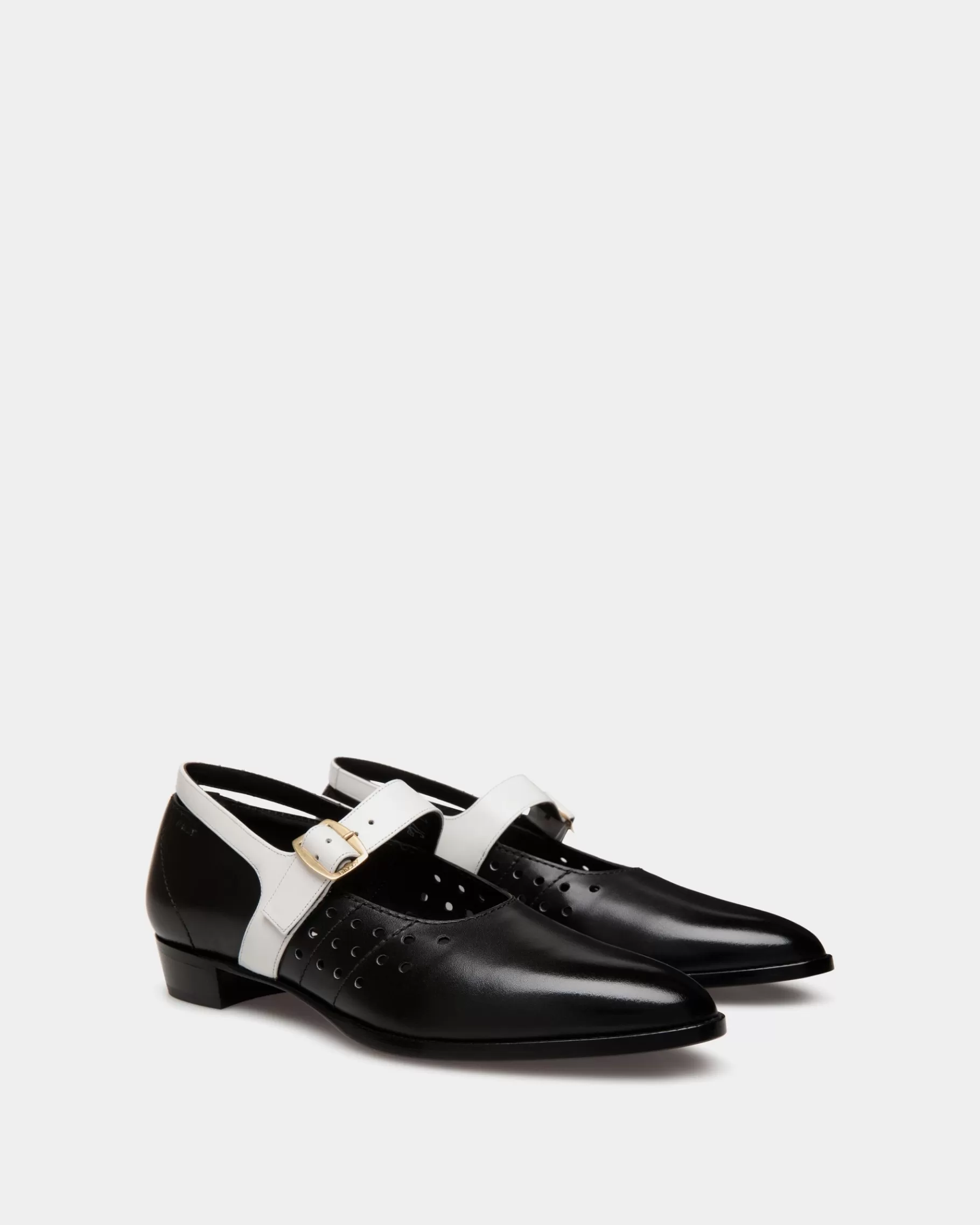 Flats & Moccasins<Bally Glendale Mary-Jane In and White Leather Black