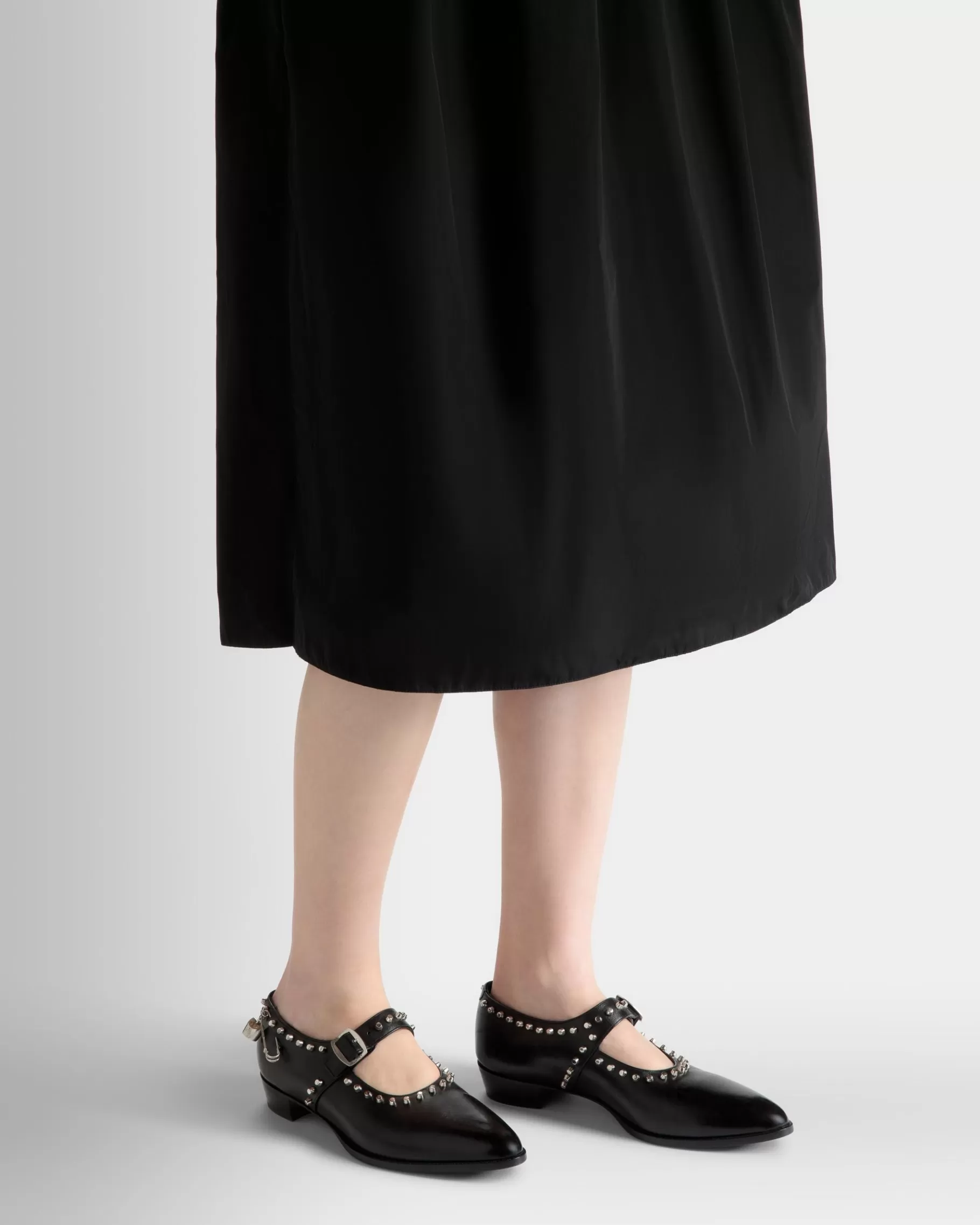 Flats & Moccasins<Bally Glendale Mary-Jane in Leather with Studs Black