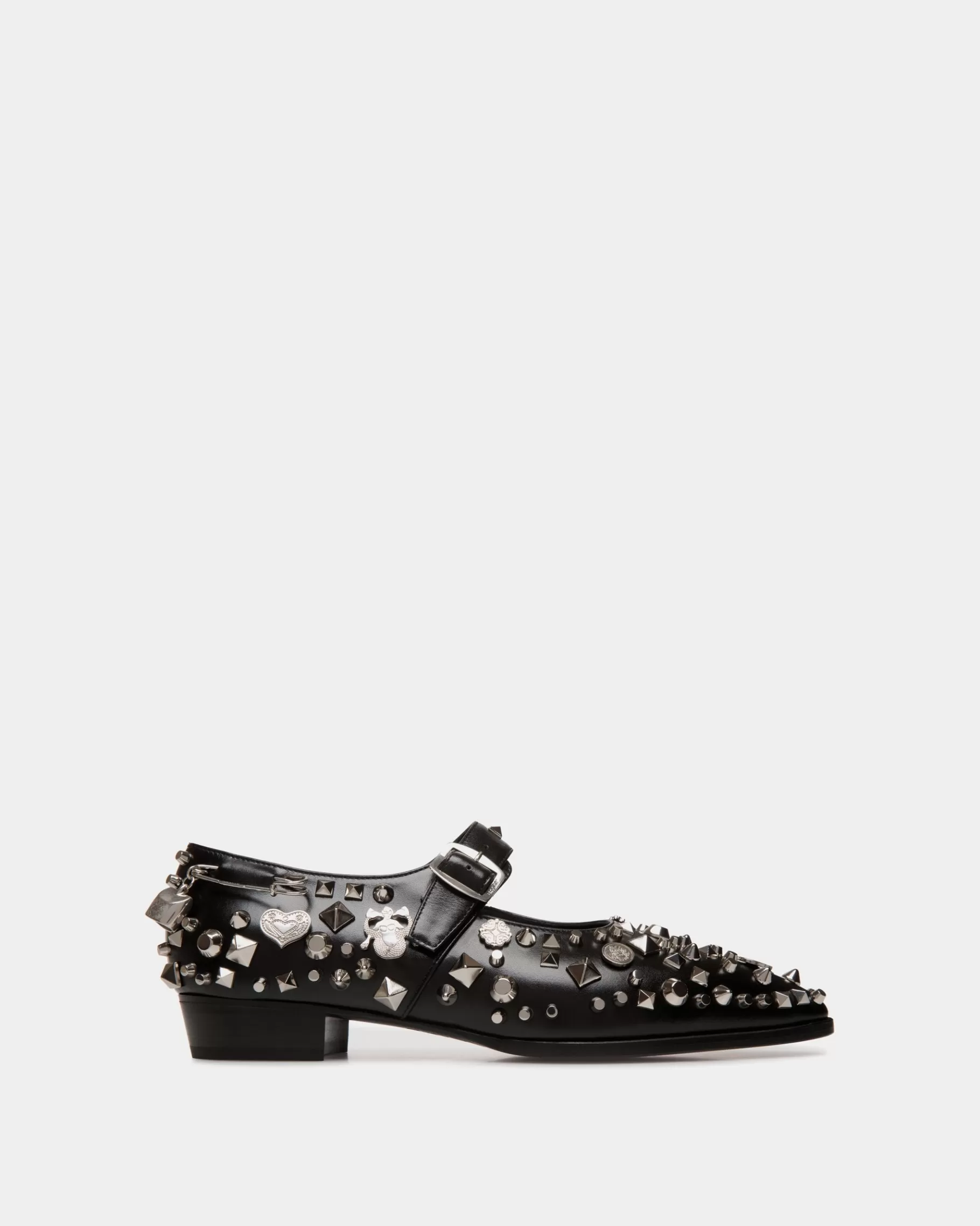 Flats & Moccasins<Bally Glendale Mary-Jane In Leather with Studs Black