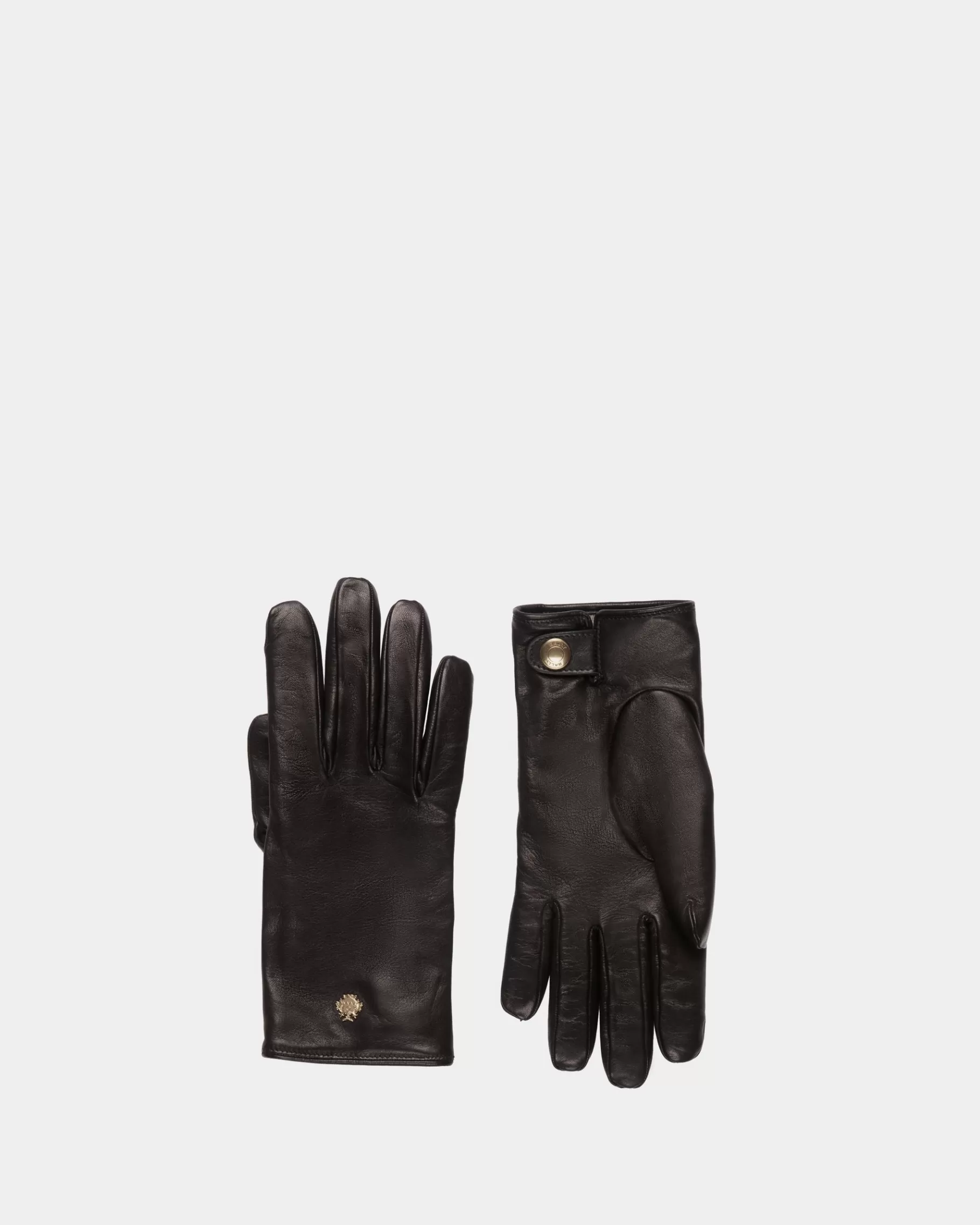 Gloves & Hats<Bally Gloves With a Crest Logo In Leather Black