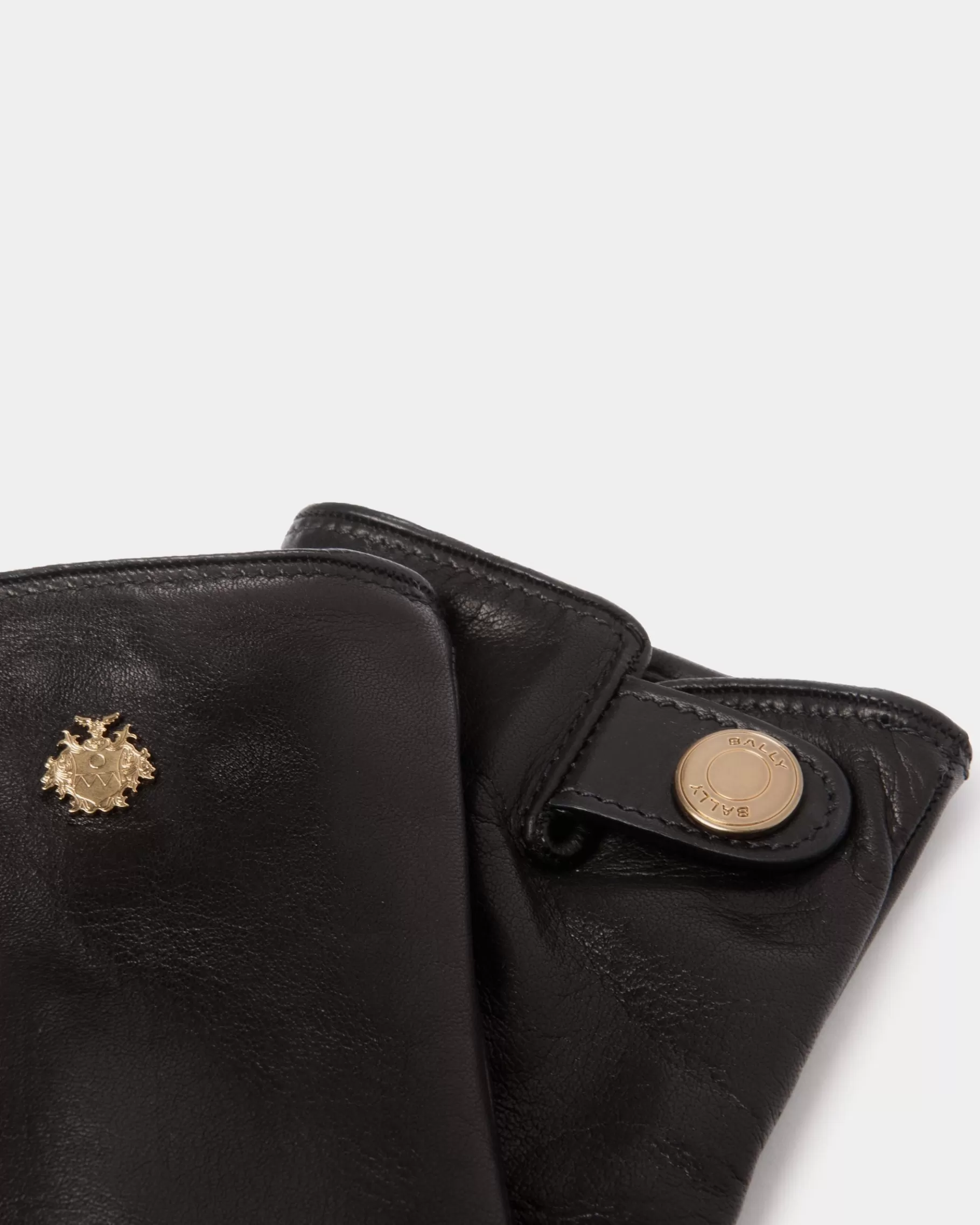 Gloves & Hats<Bally Gloves With a Crest Logo In Leather Black