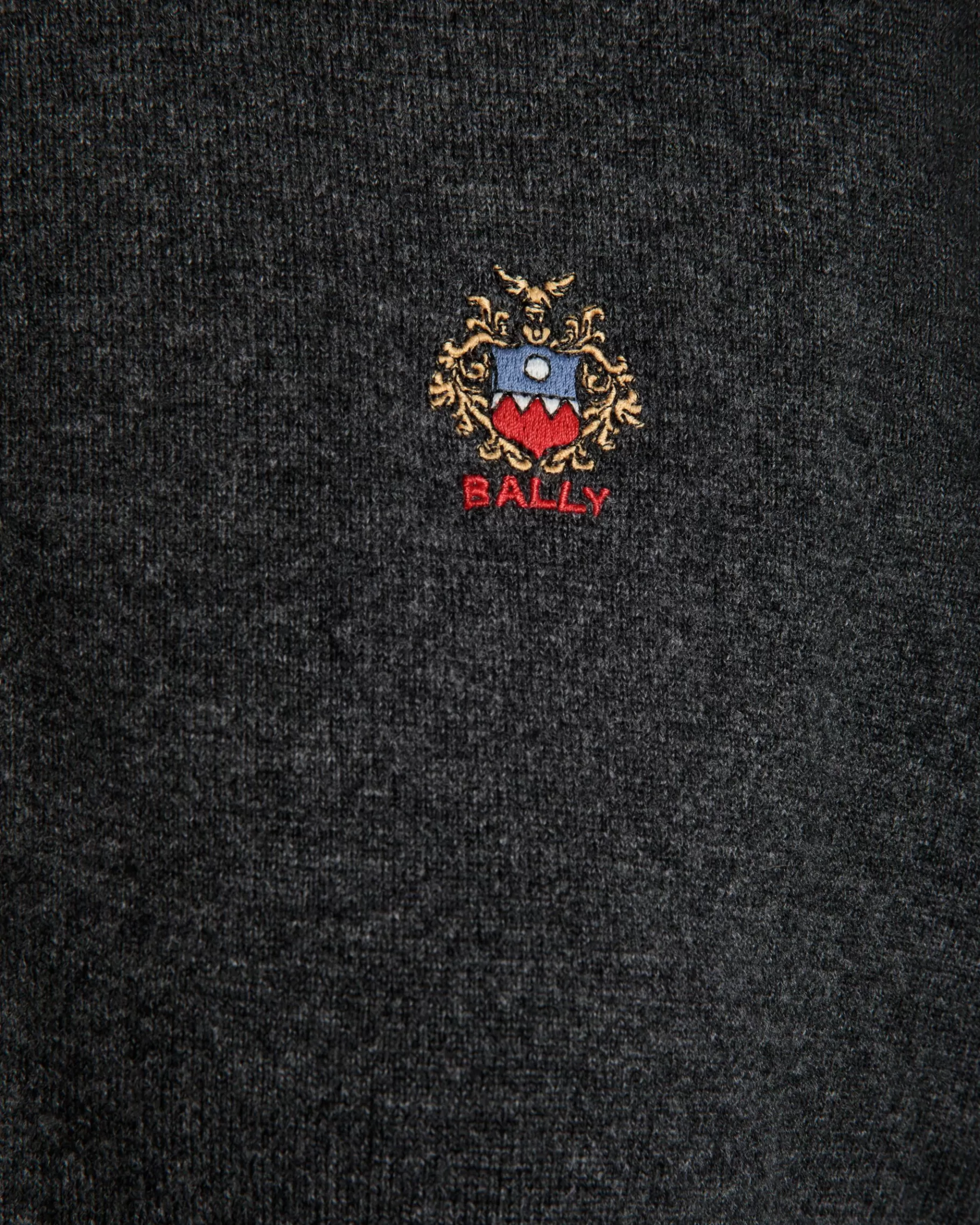 Knitwear<Bally Half Zip Sweater In Dark Wool And Cashmere Grey