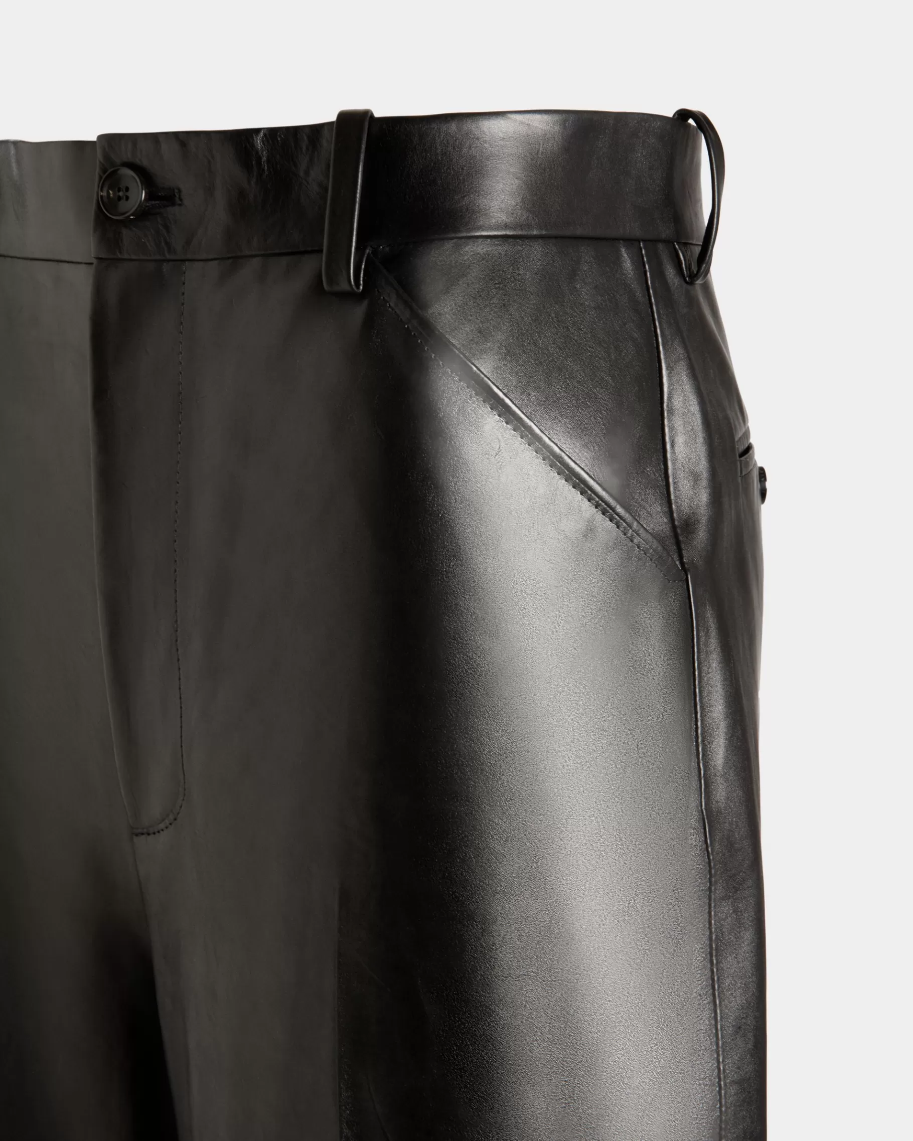 Pants | Leather<Bally High Waist Pants In Leather Black