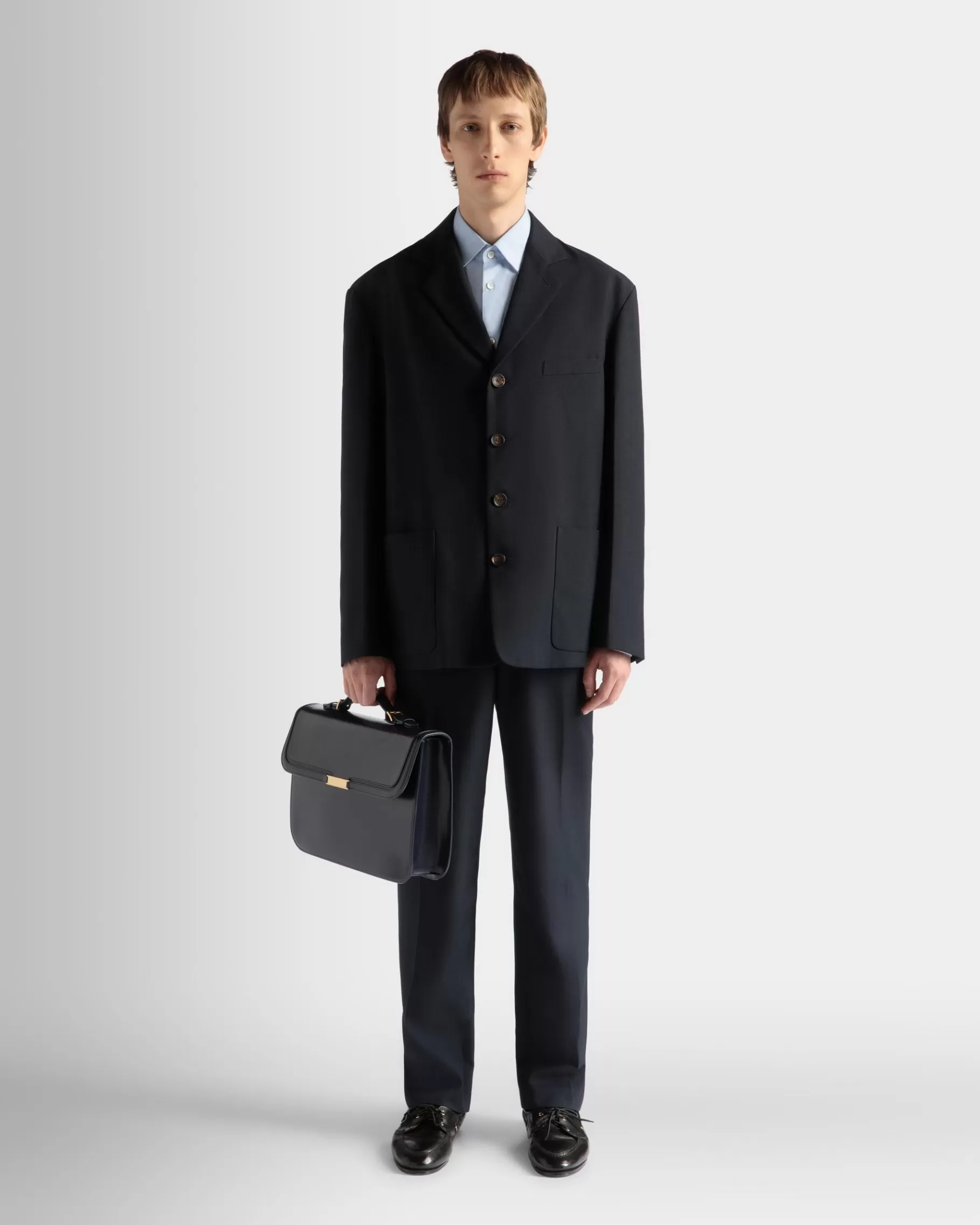 Coats & Jackets<Bally Jacket in Navy Wool Blend Blue
