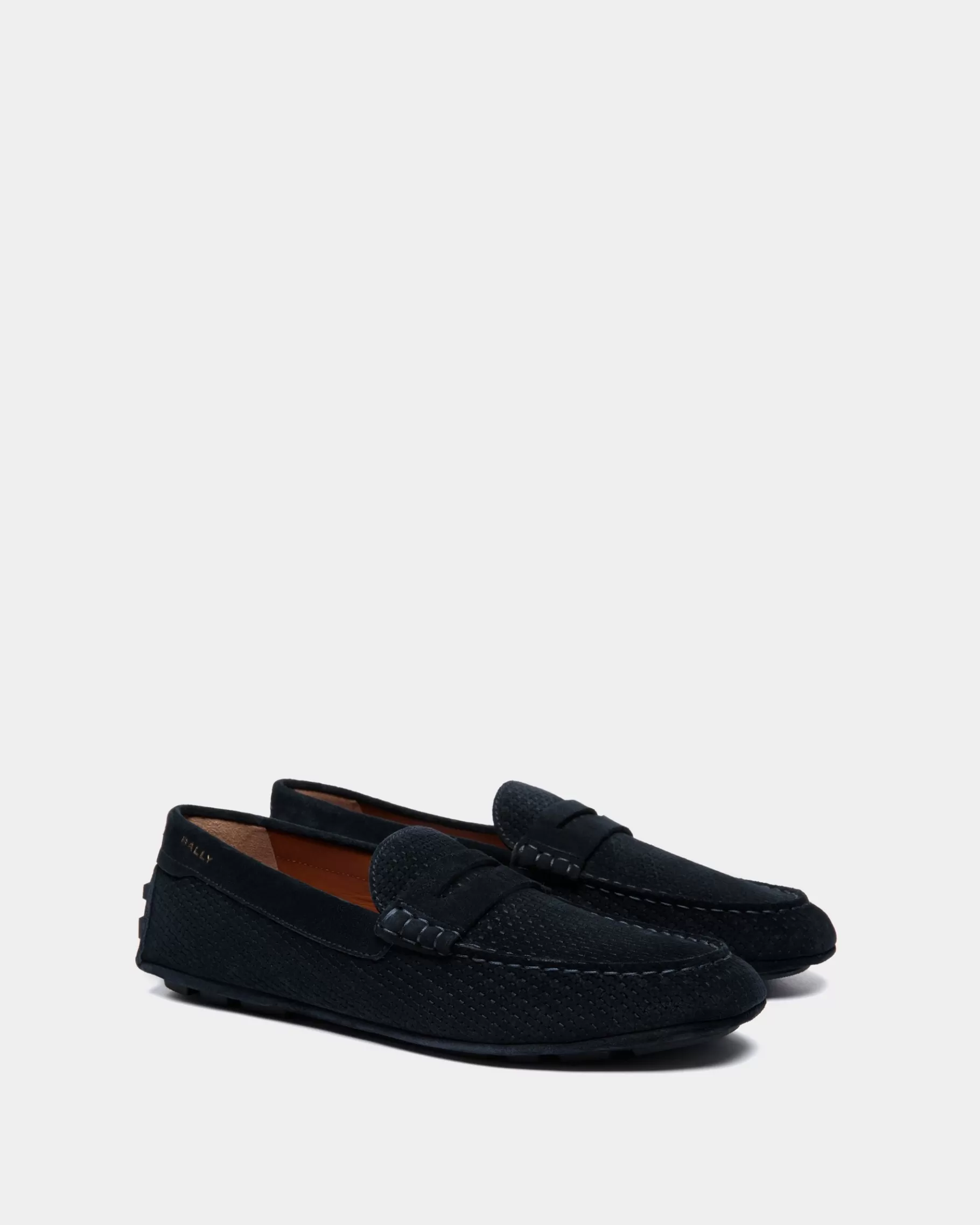 Drivers<Bally Kerbs Driver in Embossed Suede Blue