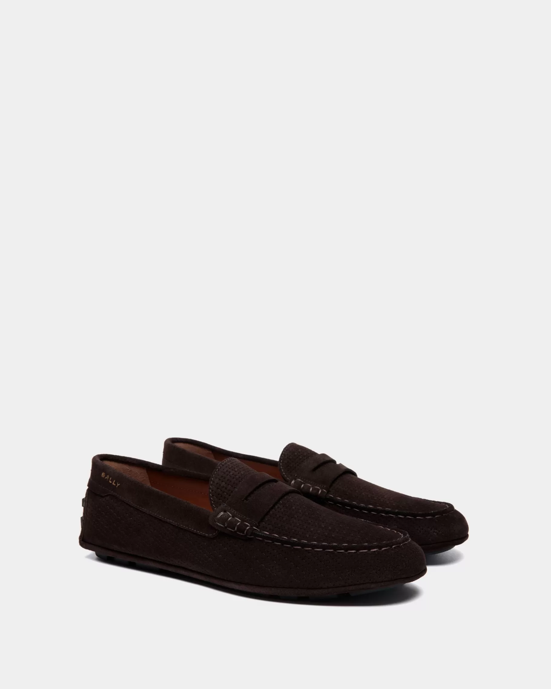 Drivers<Bally Kerbs Driver in Embossed Suede Brown