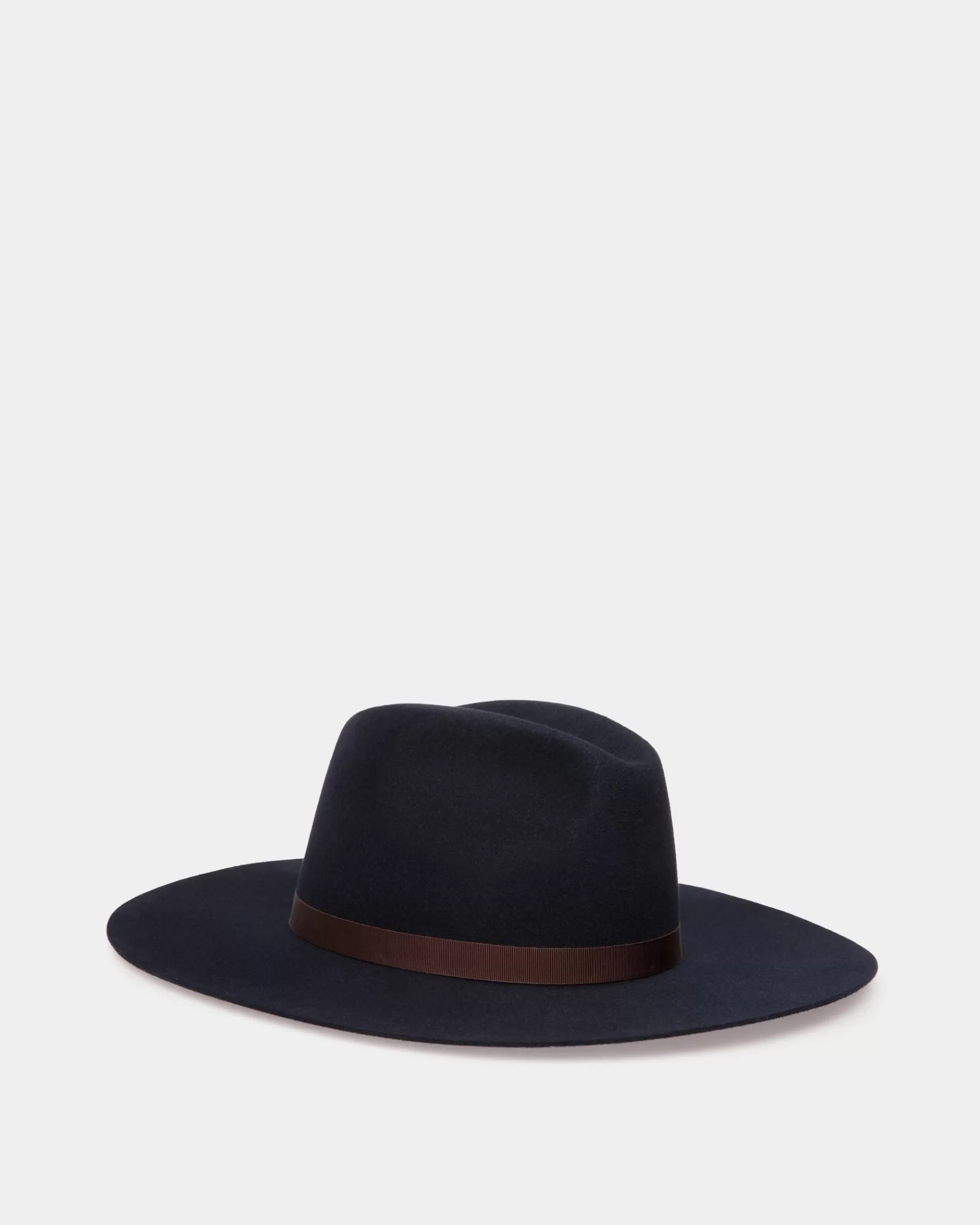 Gloves & Hats<Bally Large Brim Hat In Navy Felt Blue