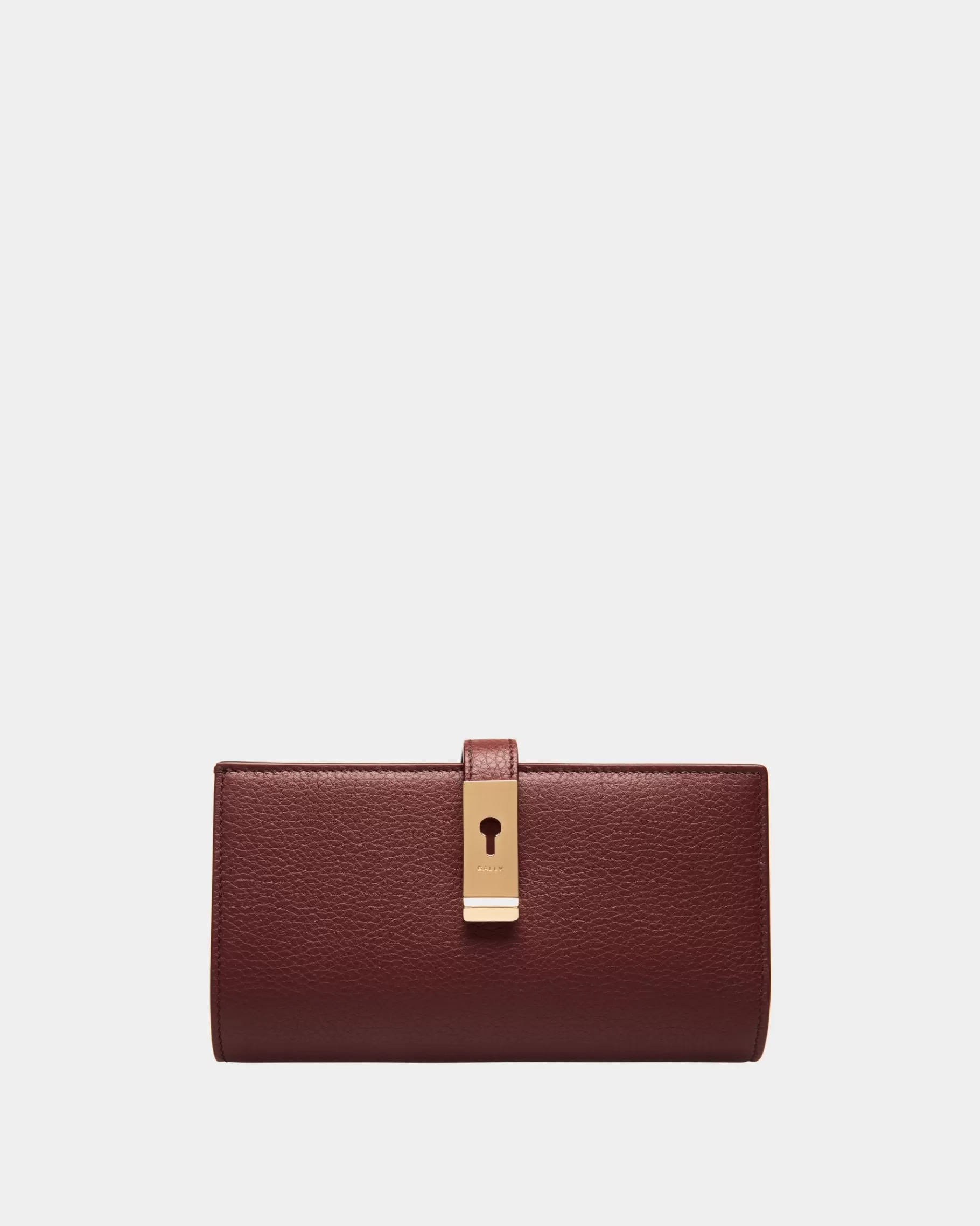 Wallets & Card Holders<Bally Lock Me Long Wallet In Andorra Grained Leather Red