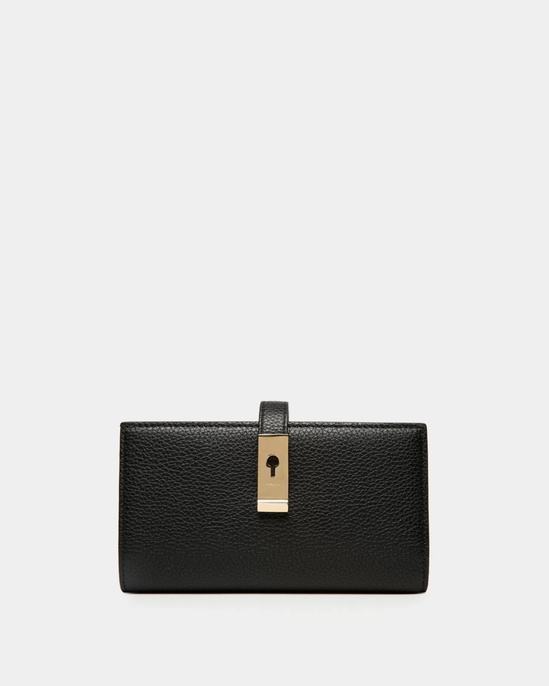 Wallets & Card Holders<Bally Lock Me Long Wallet In Grained Leather Black