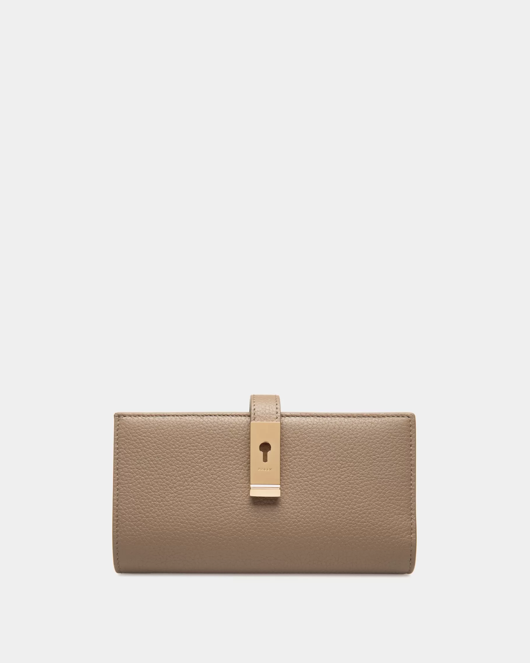 Wallets & Card Holders<Bally Lock Me Long Wallet In Taupe Grained Leather Brown