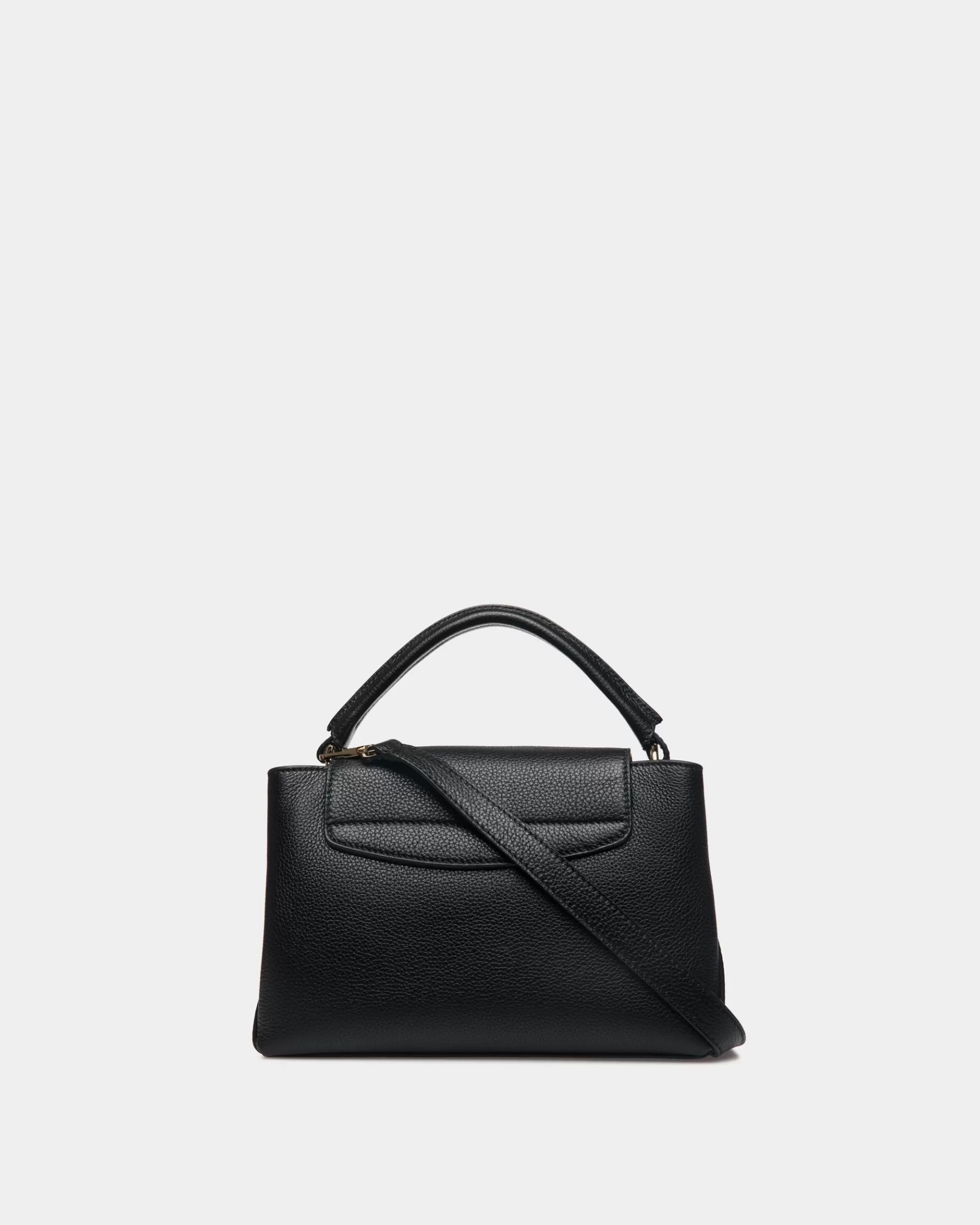 Top Handle Bags<Bally Lock Me Small Top Handle Bag In Grained Leather Black