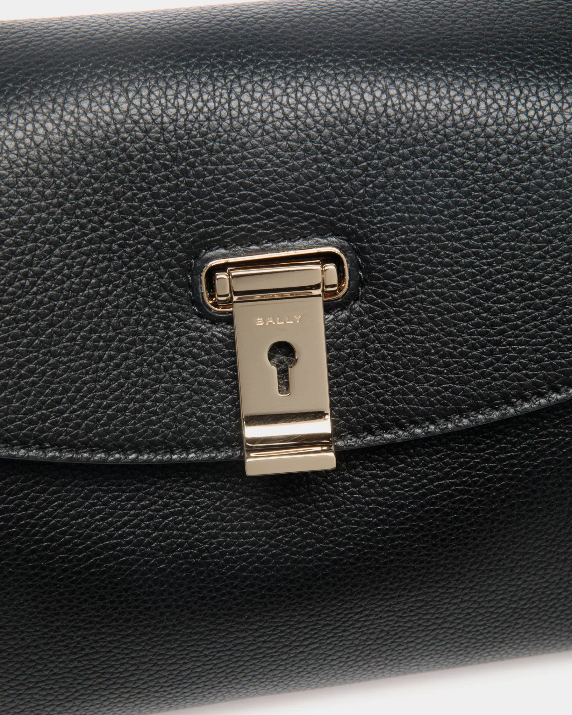 Top Handle Bags<Bally Lock Me Small Top Handle Bag In Grained Leather Black