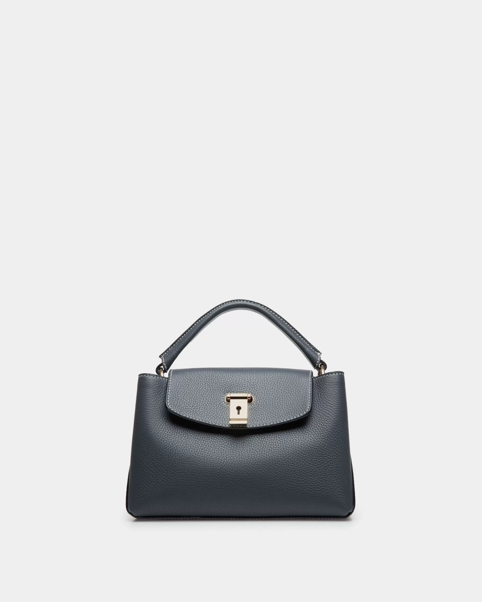 Top Handle Bags<Bally Lock Me Small Top Handle Bag in Leather Blue