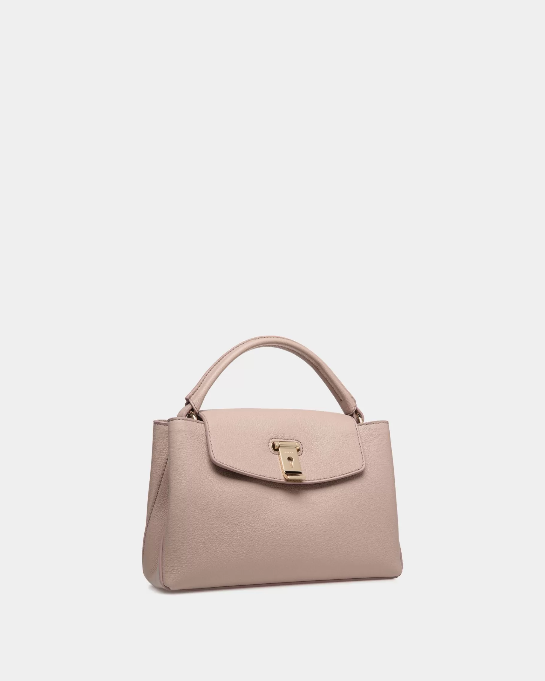 Top Handle Bags<Bally Lock Me Small Top Handle Bag In Light Grained Leather Beige