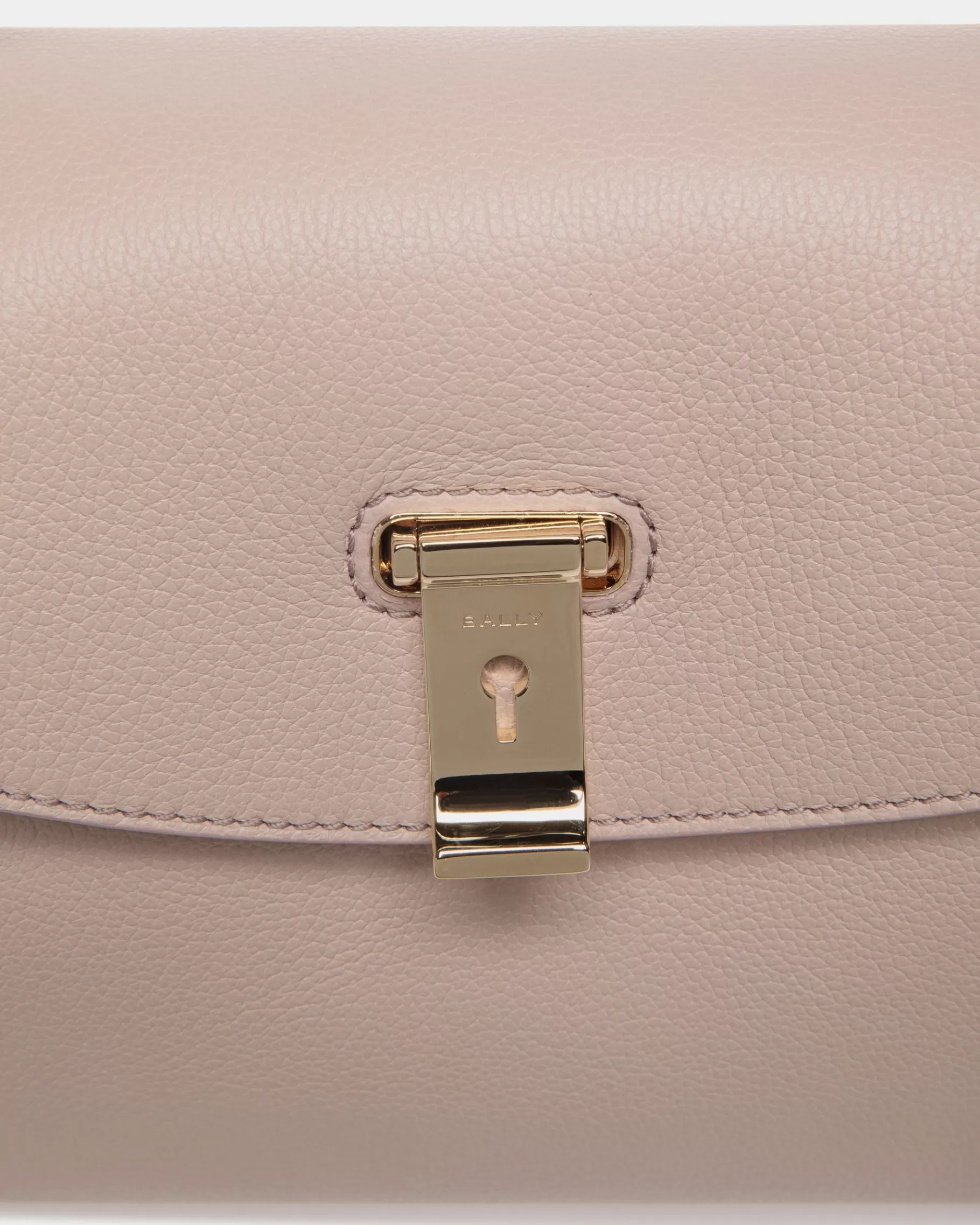 Top Handle Bags<Bally Lock Me Small Top Handle Bag In Light Grained Leather Beige